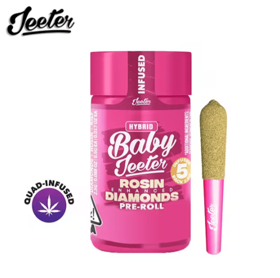 Baby Infused Jeeter - Guava Burst - Rosin Enhanced Diamonds Pre-Rolls - (5 Pack) - 2.5g