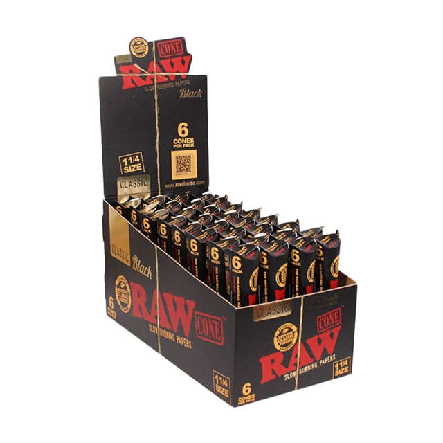 Raw Cone Classic Black 6pk
