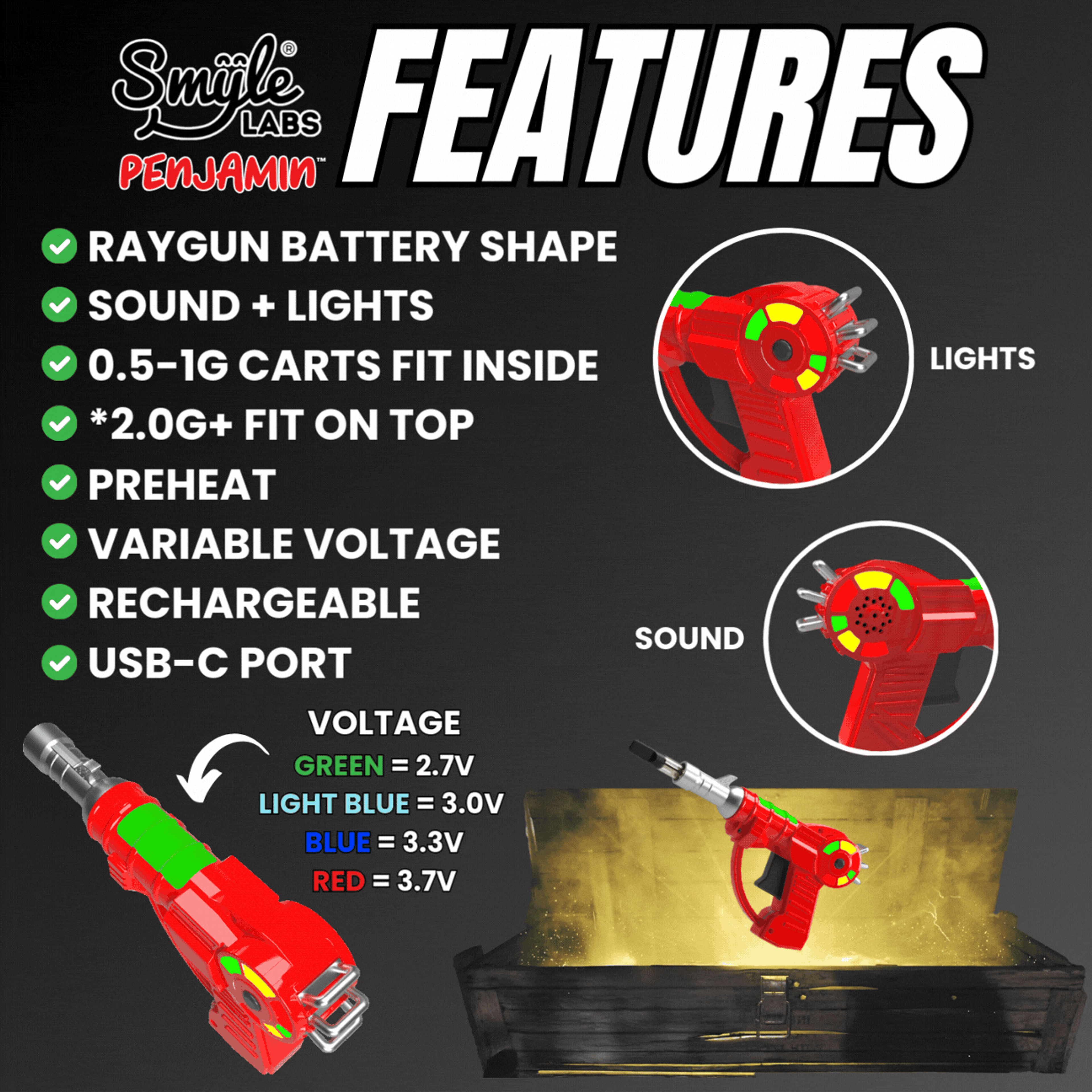 Raygun Penjamin - Smyle™ - - $34.99 - Vape Batteries
