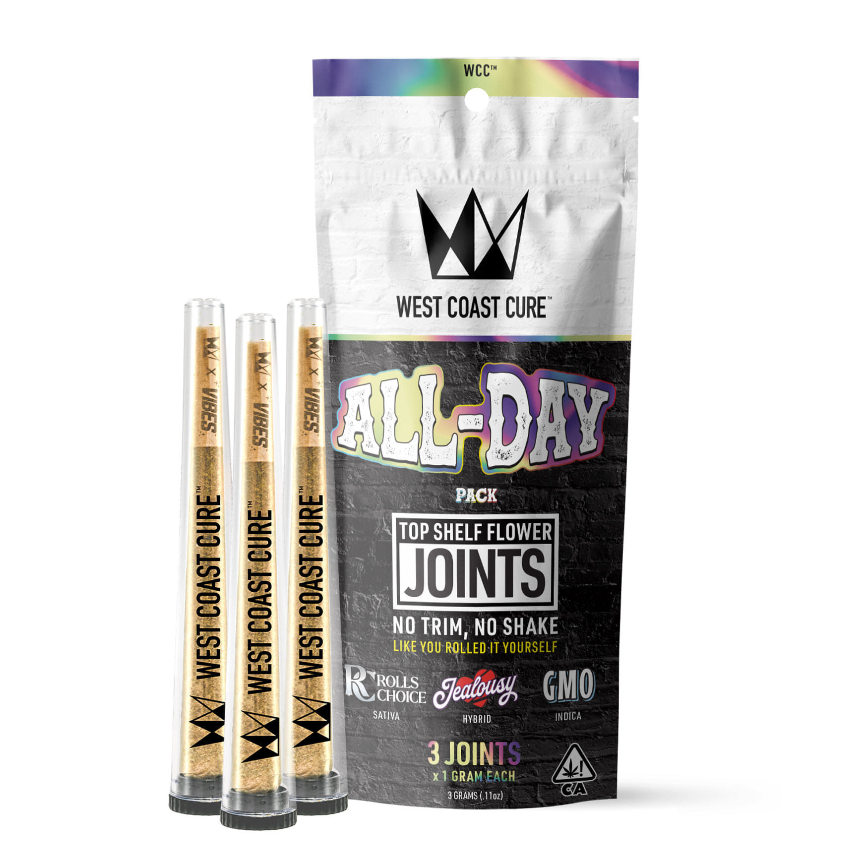 All-Day (I/S/H) - 3 Pack 1g Joints - West Coast Cure - All-Day (I/S/H) - $20 - Pre-Rolls