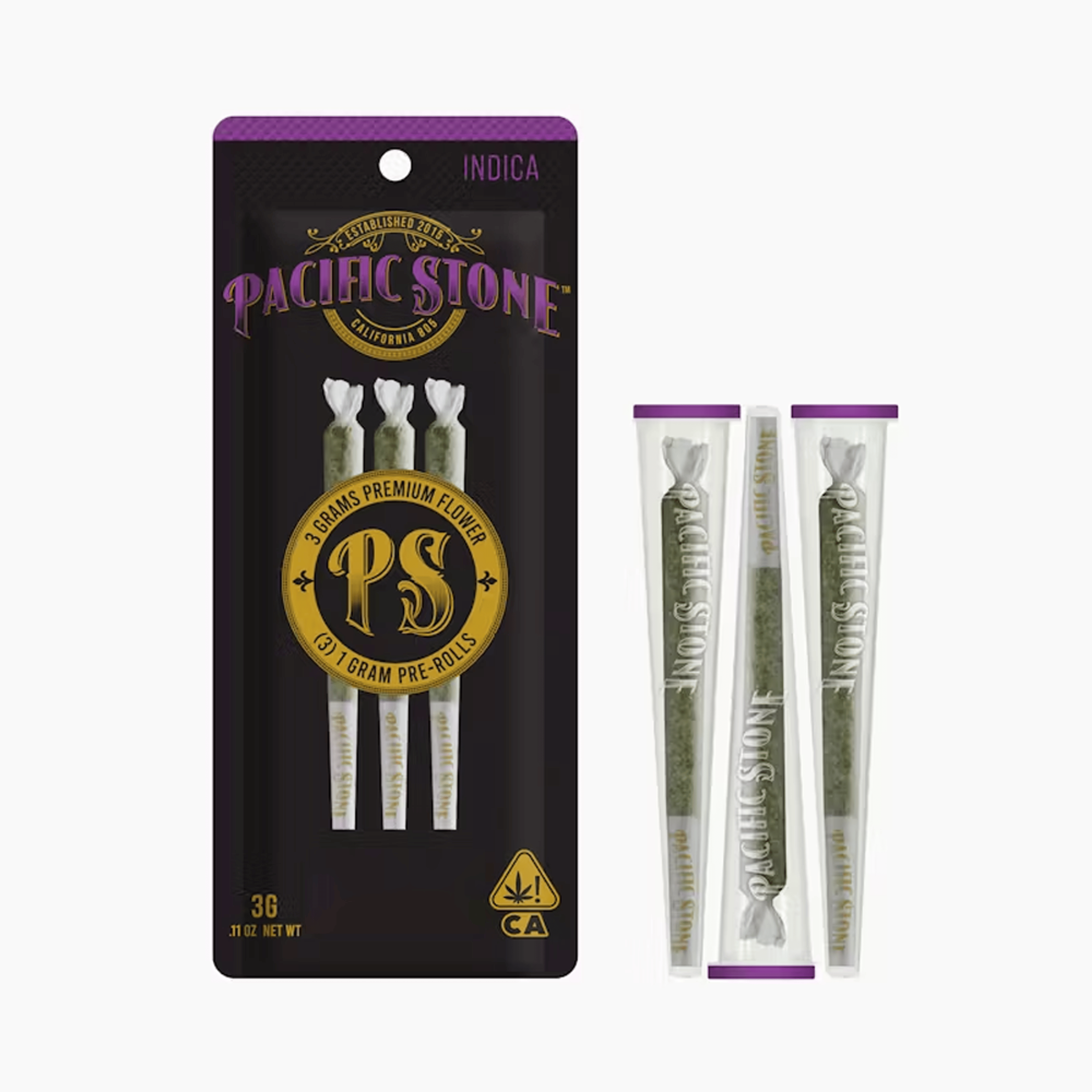 Indica Pre-Rolls (3PK)(3G) - Pacific Stone - (3PK)(3G) - $22 - Preroll