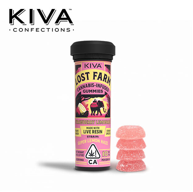 Lost Farm - Strawberry Lemonade Gummies - Infused w/ Super Lemon Haze Live Resin - 100mg - Kiva -  - $19.99 - Edibles