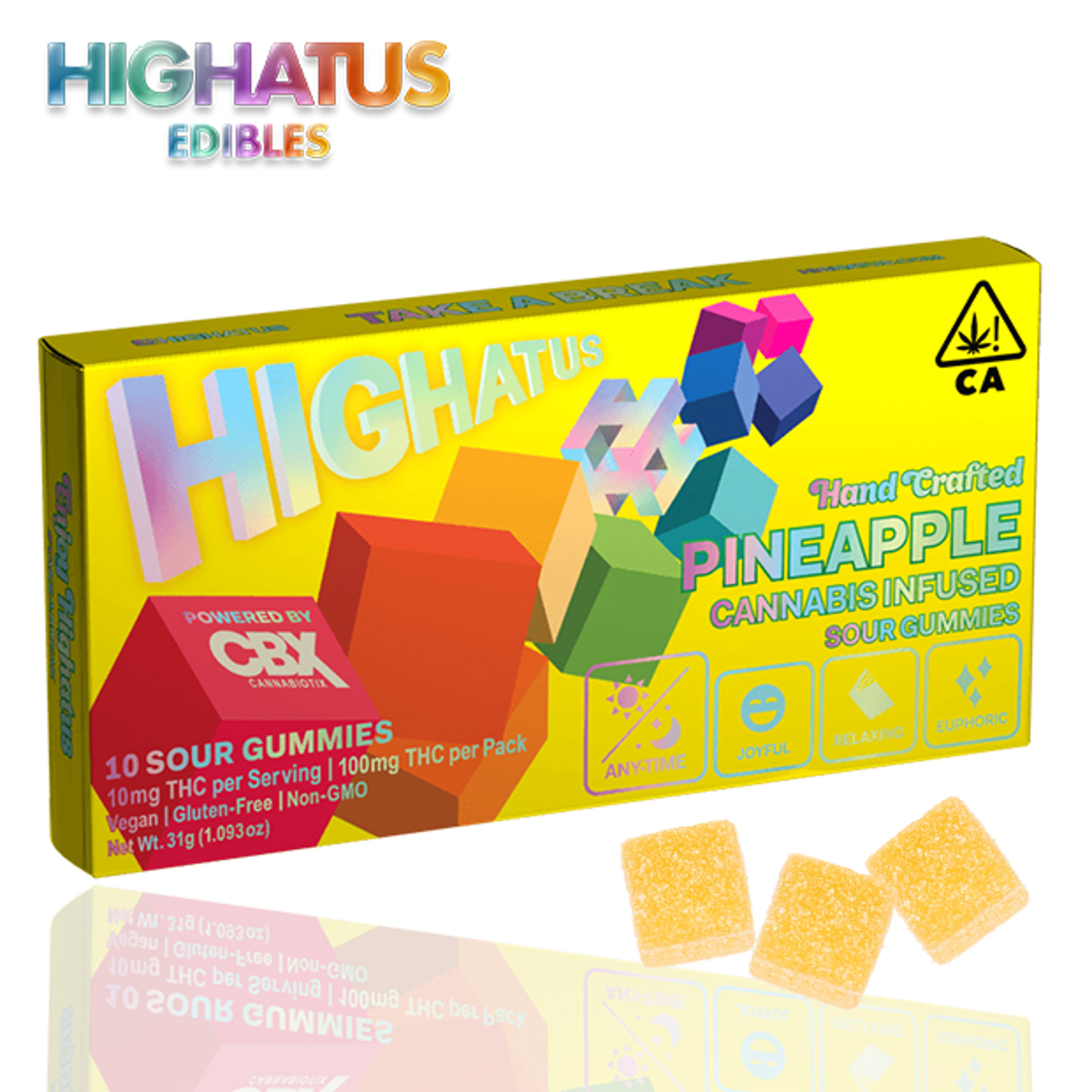 Highatus - Pineapple - Sour Gummies - 100mg - Highatus - - $14.99 - Edibles