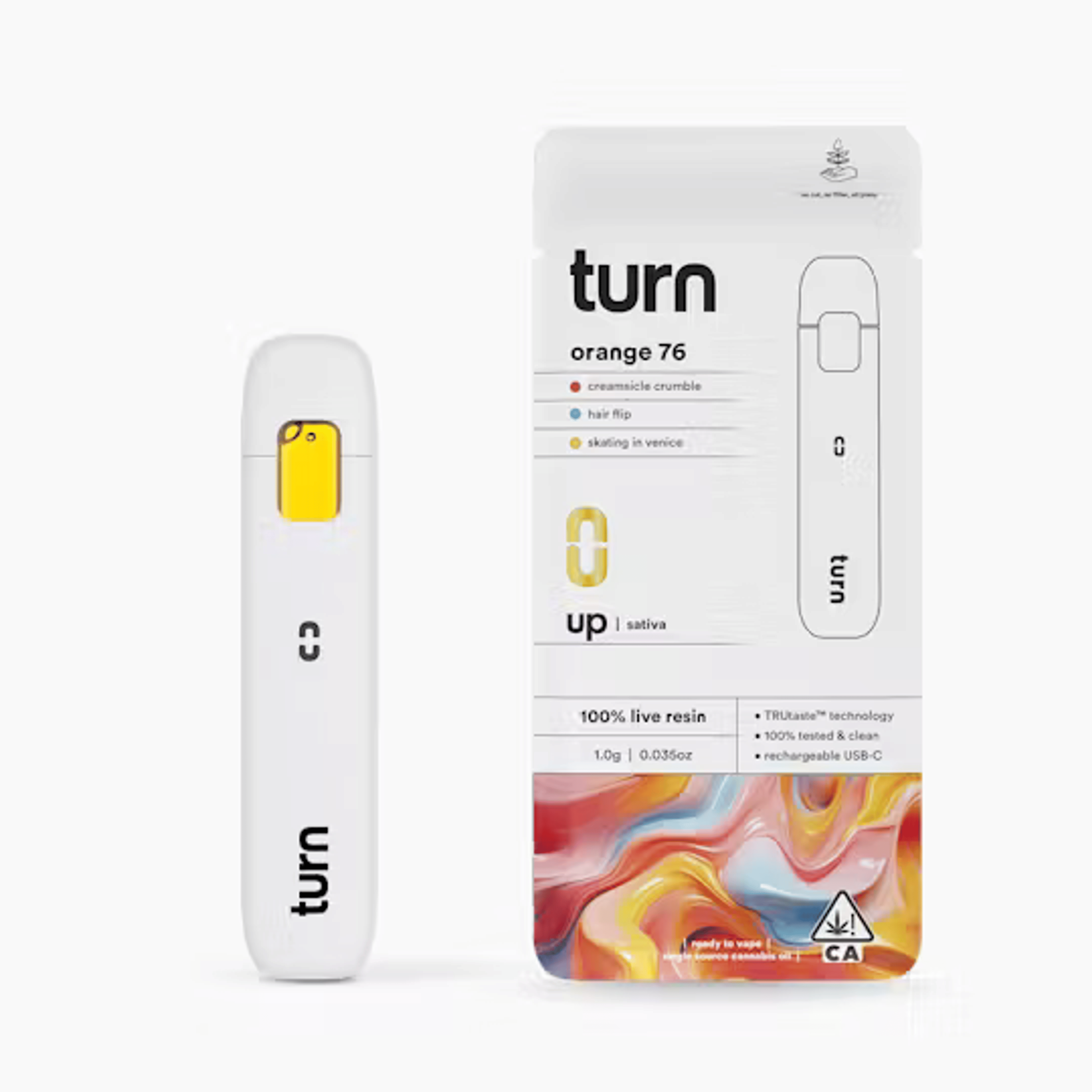 Turn - Orange 76 - Live Resin Disposable - 1g - Turn - - $37.99 - Disposable Vapes