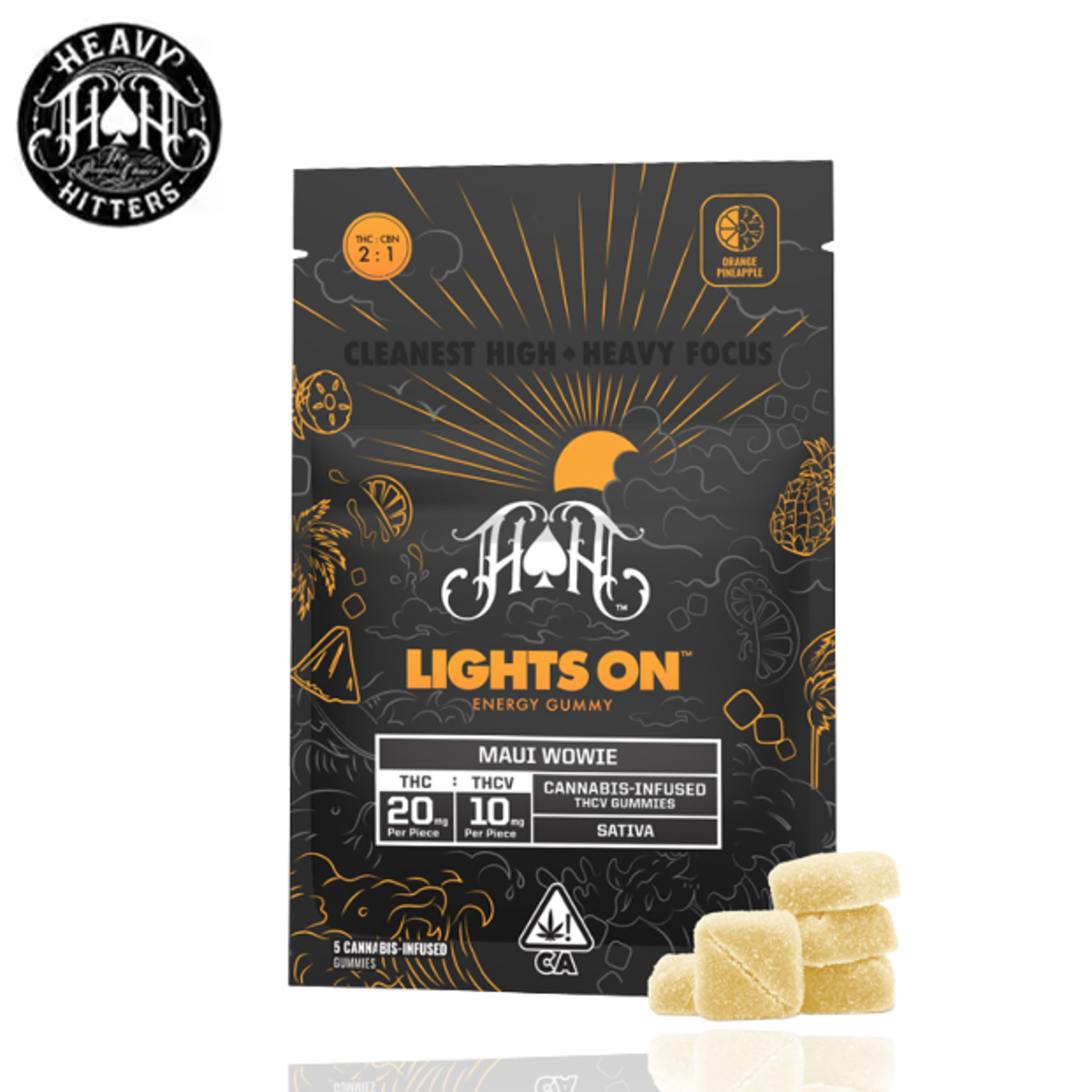 Heavy Hitters - Lights On - Maui Wowie Gummies - 100mg THC / 50mg THCV - Heavy Hitters - - $19.99 - Edibles