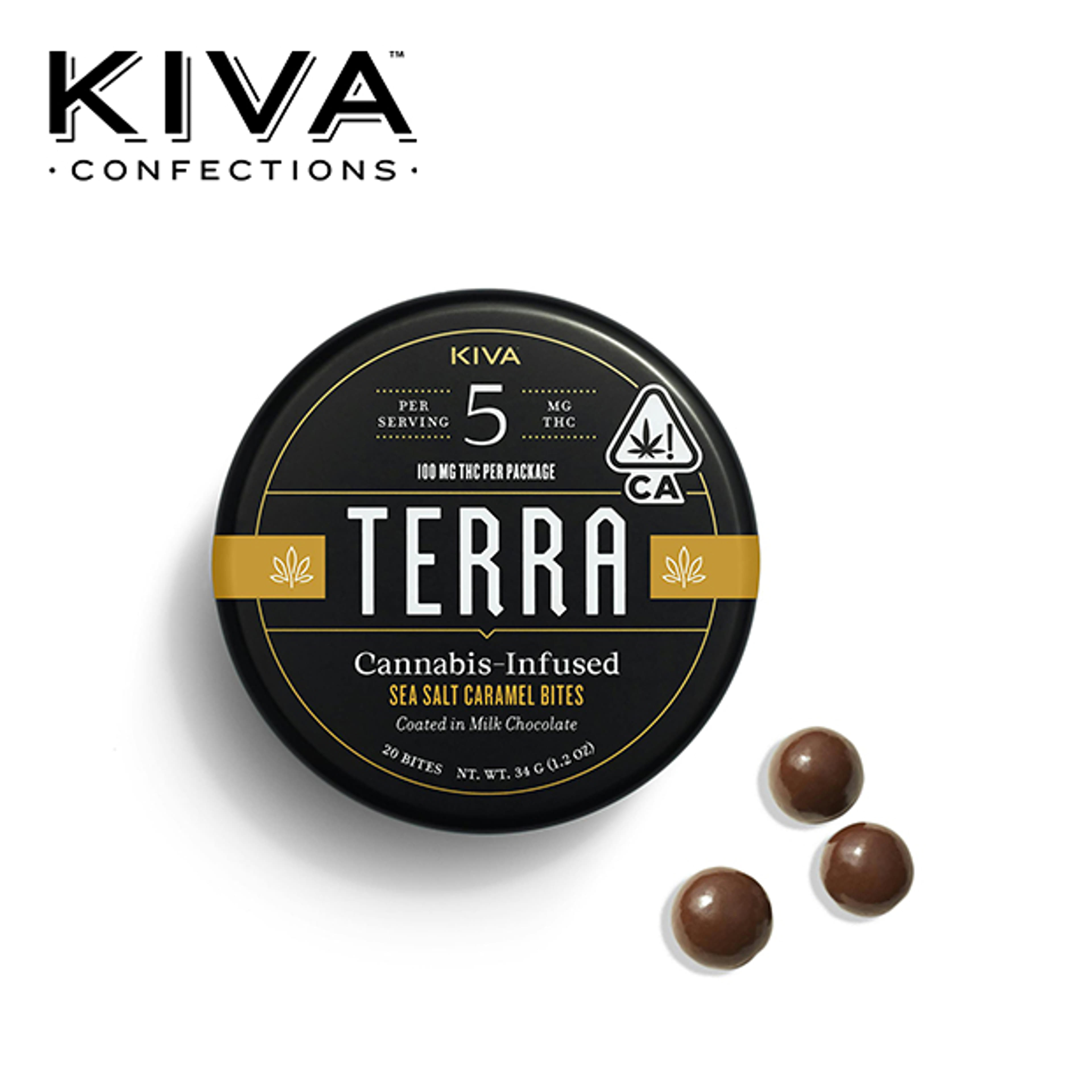 Kiva Terra Bites - Sea Salt Caramel Coated in Milk Chocolate - 100mg - Kiva - - $21.99 - Edibles