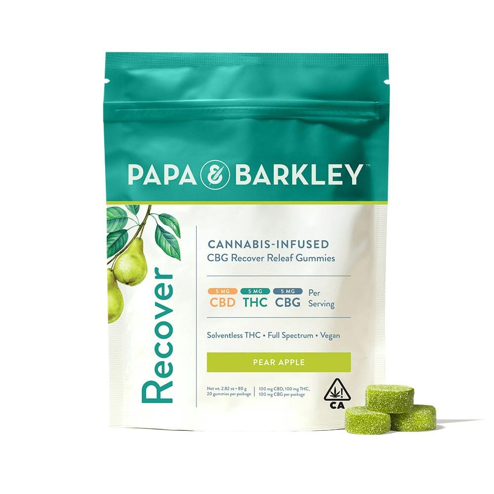 Recover | Pear Apple Gummies 1:1:1 CBG:THC:CBD - 100mg - Papa & Barkley -  - $22 - Edibles