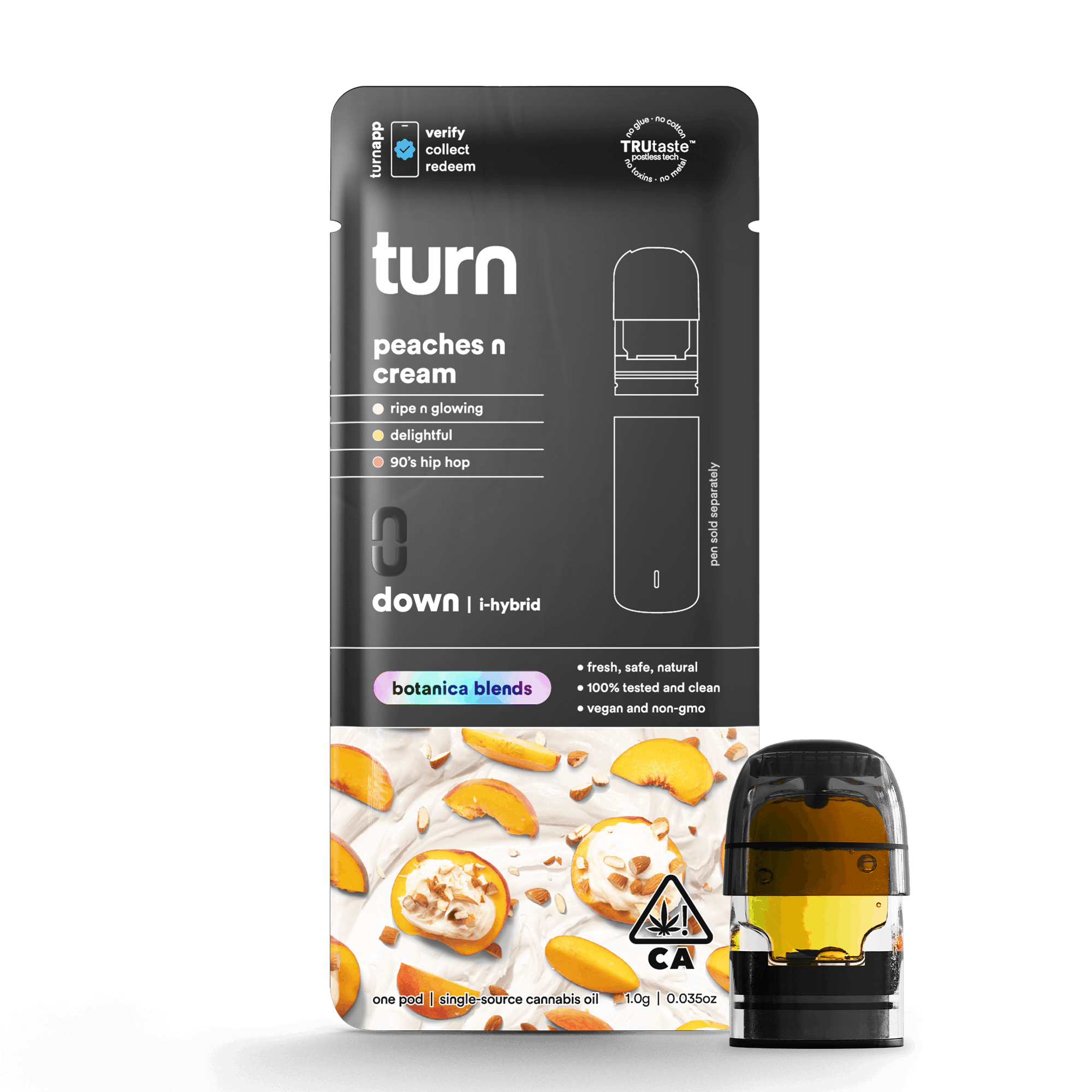 Turn Down Botanica Blends POD | 1g - Peaches N Cream - Indica Hybrid - Turn -  - $26 - Vape Carts