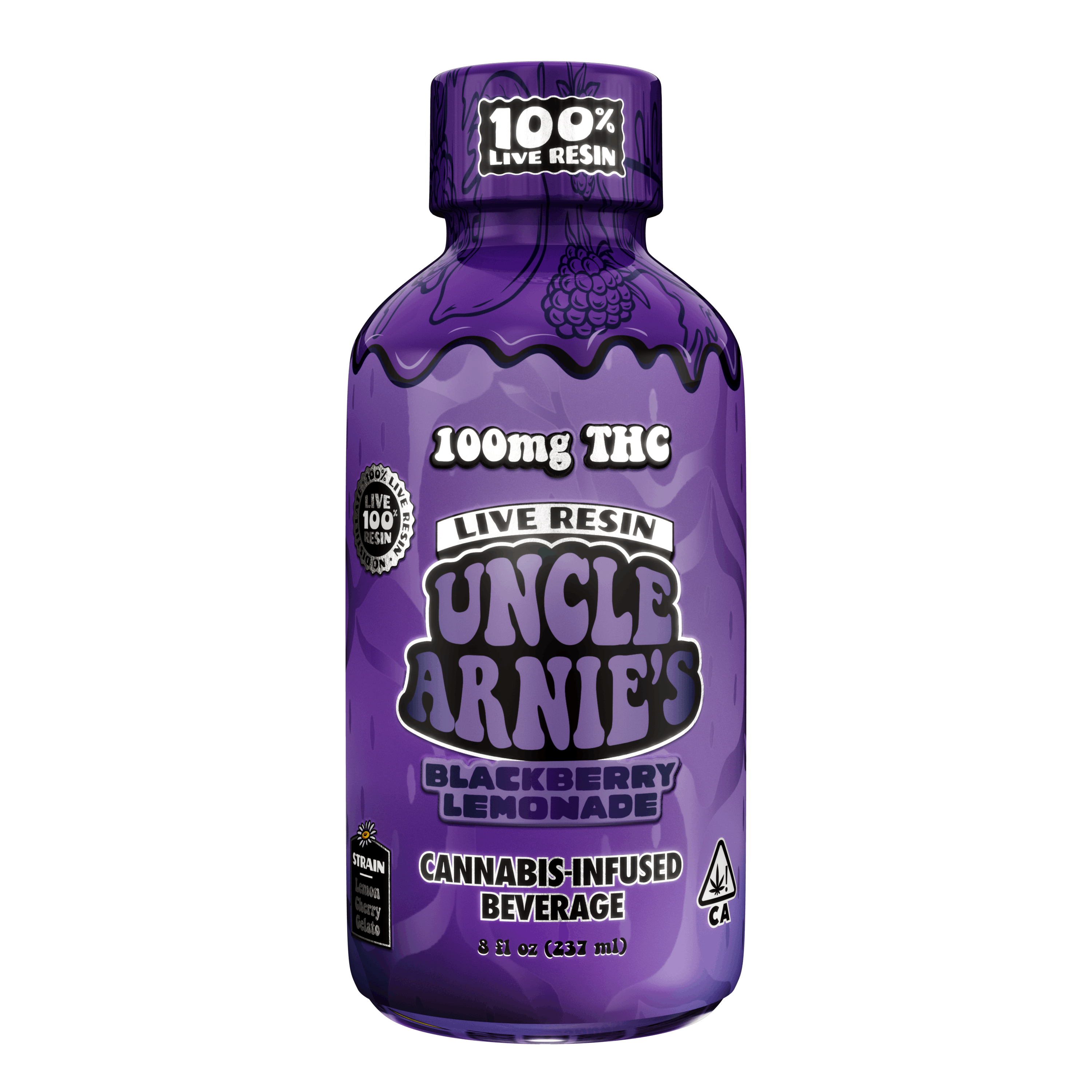 Blackberry Lemonade - Live Resin - Beverage - Uncle Arnies - 8oz (100mg) - $11.99 - Edibles
