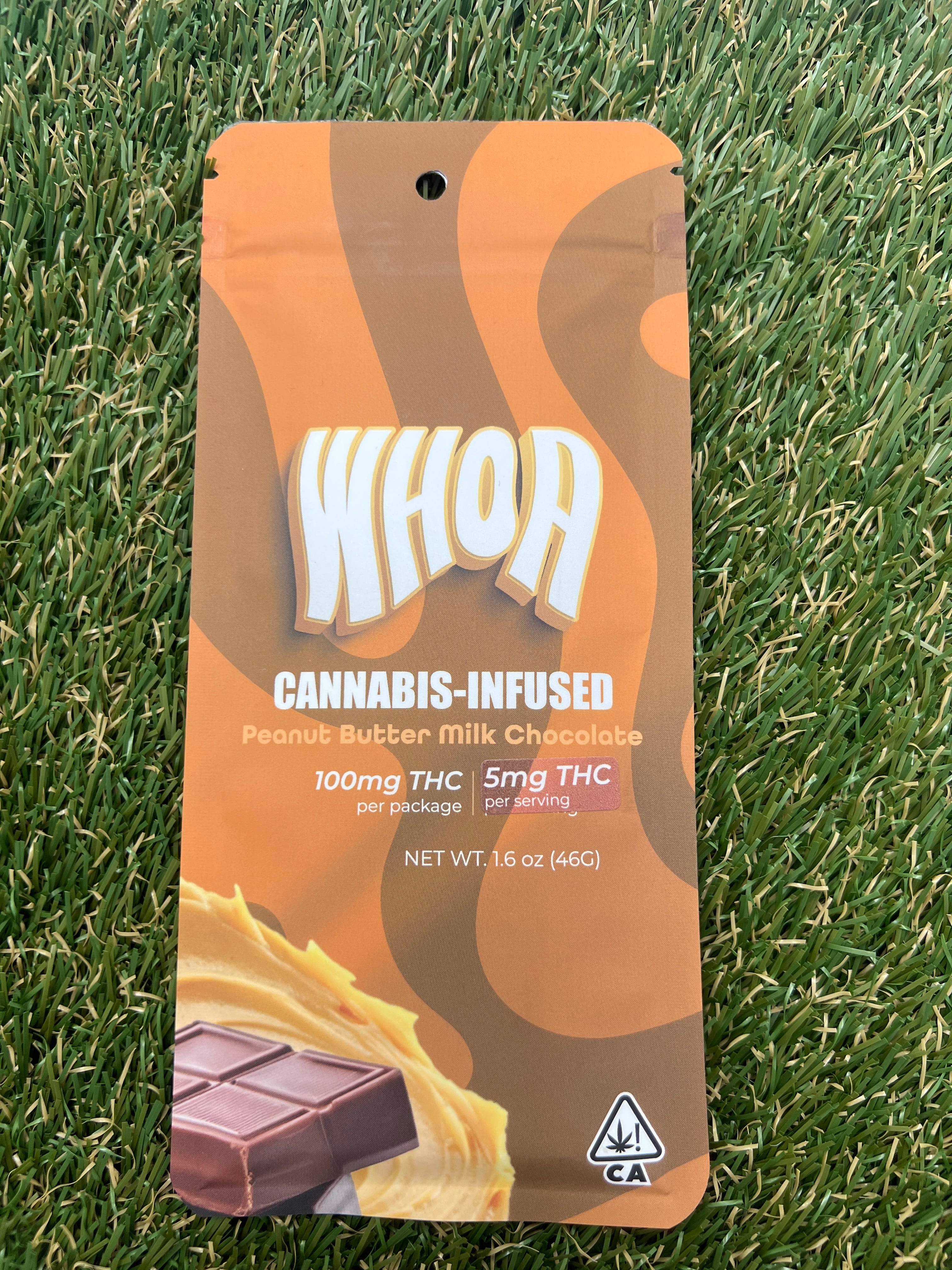 PEANUT BUTTER MILK CHOCOLATE BAR 100MG - WHOA -  - $8.60 - Edible (weight - each)