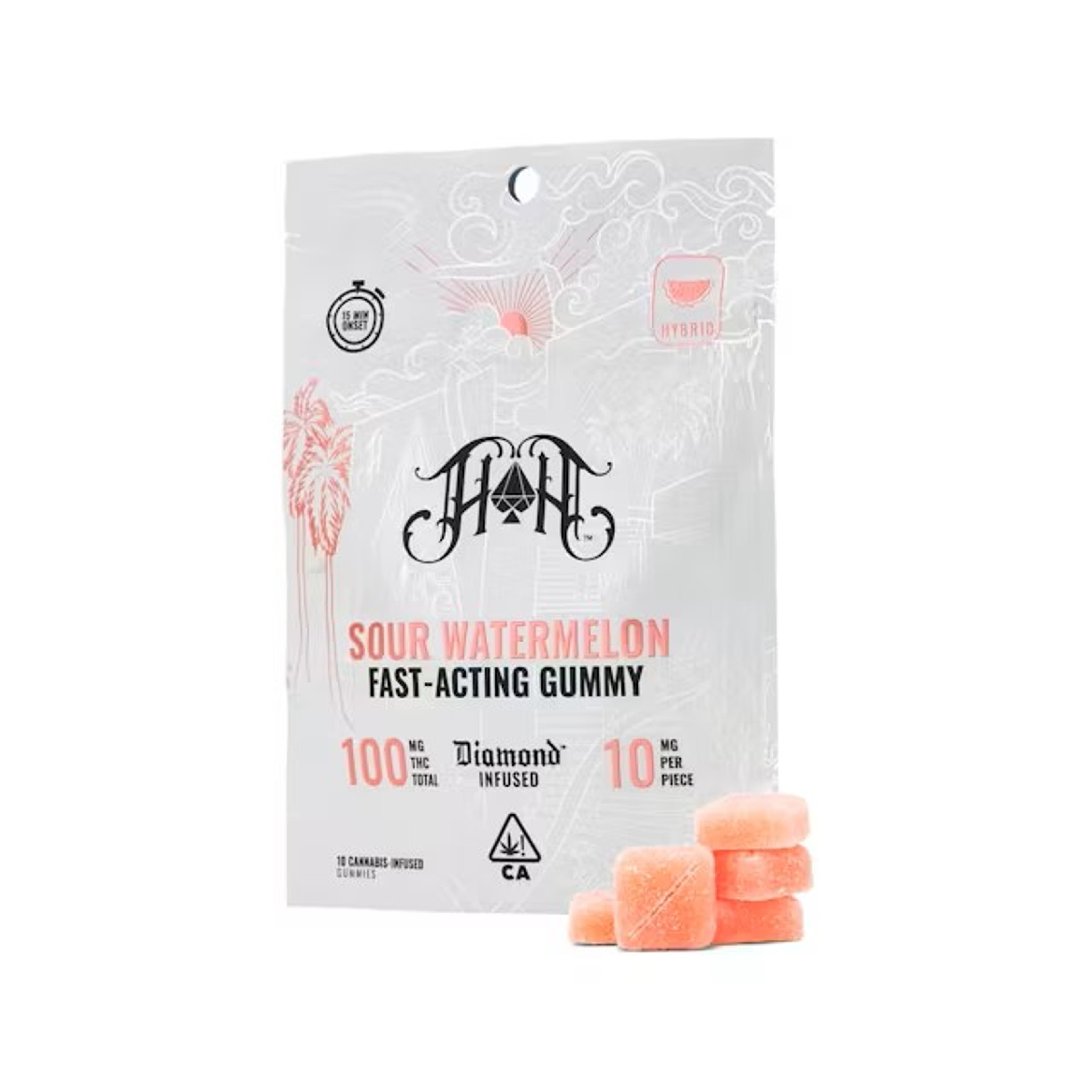 Sour Watermelon 100mg Diamond Gummy - Heavy Hitters - null - $22 - Edible