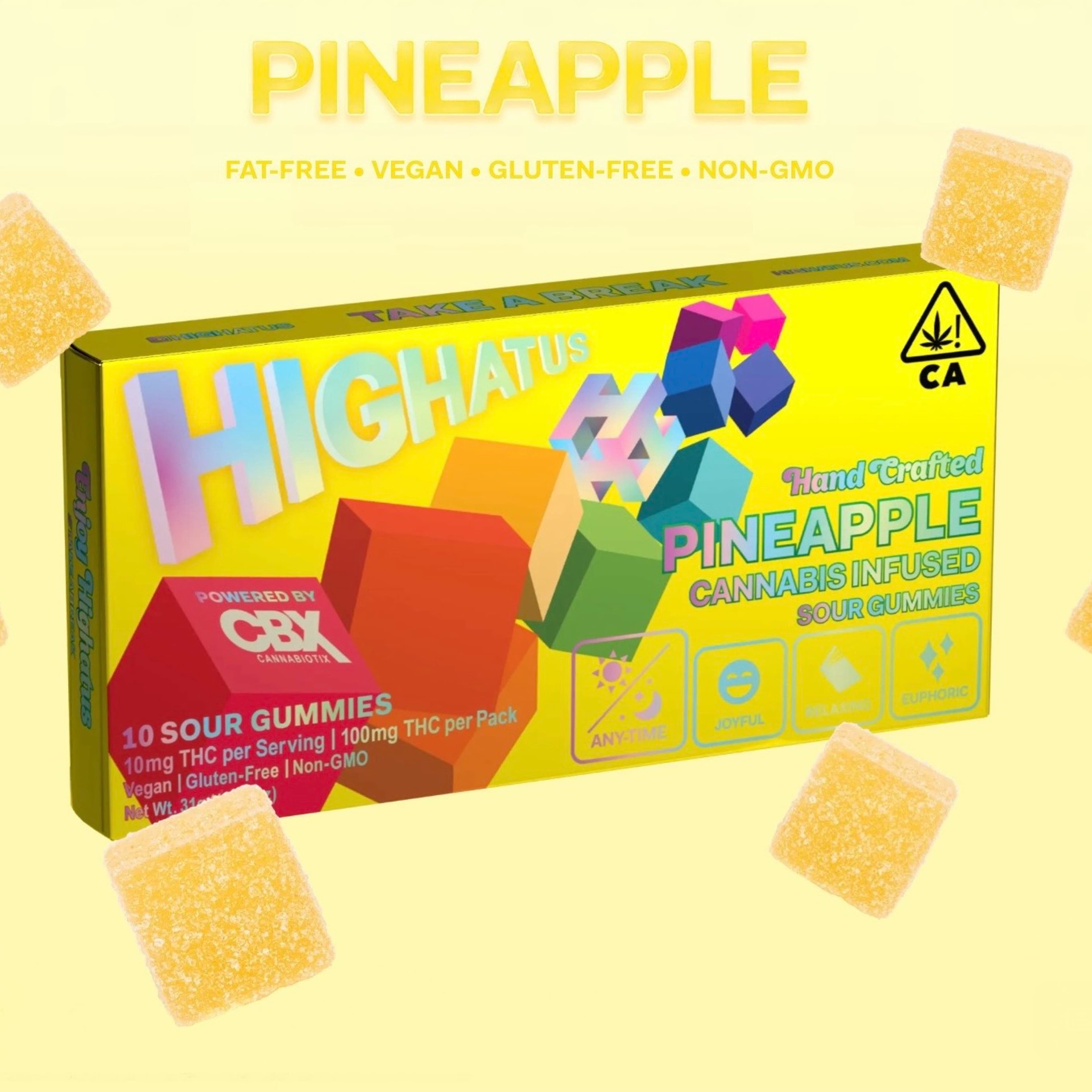PINEAPPLE HIGHATUS GUMMIES 100MG 10PK - CANNABIOTIX - - $13 - Edibles