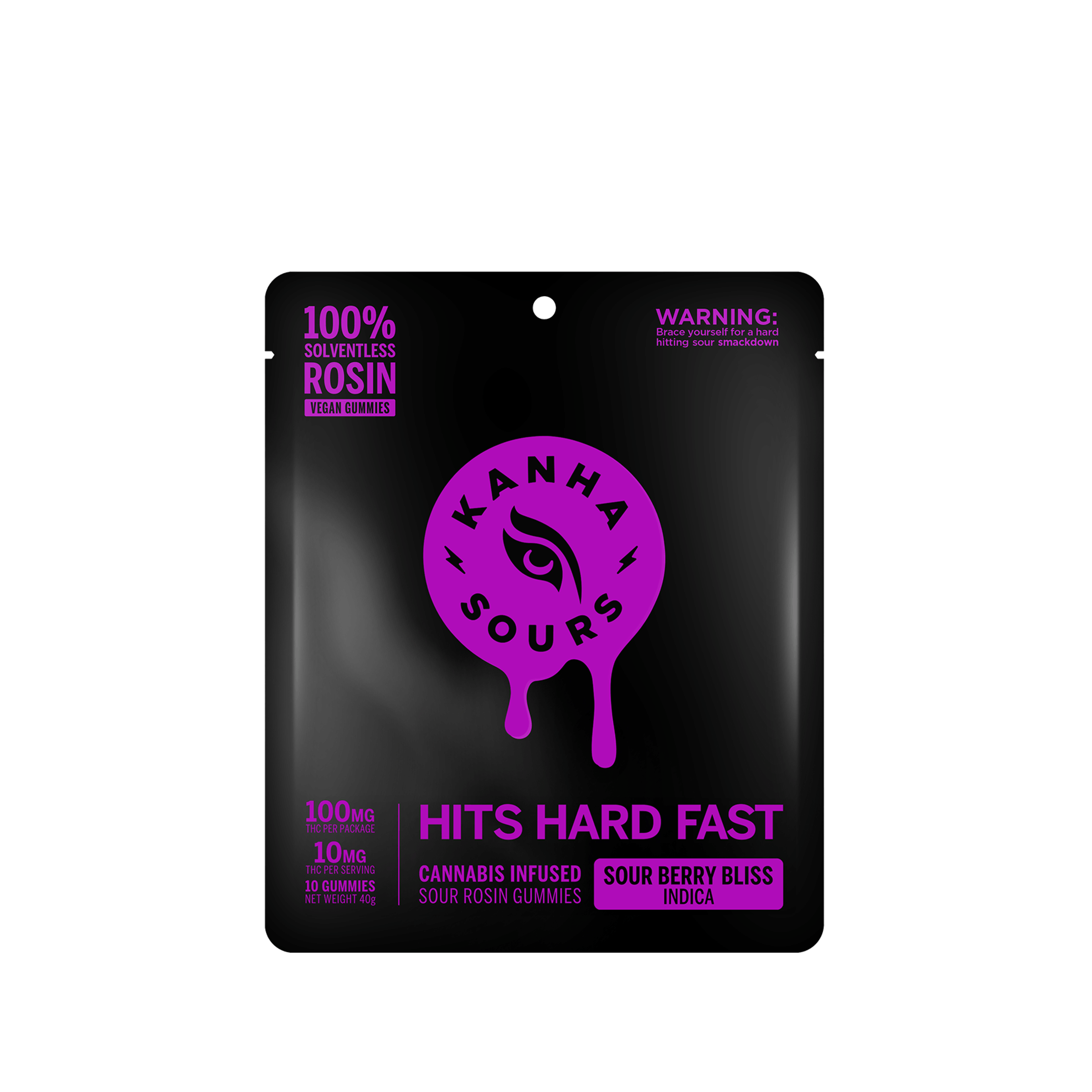 KANHA: Sour Berry Bliss Solventless Rosin NANO Vegan Gummies (Indica) - 100mg - Kanha Gummies - - $25 - Edibles