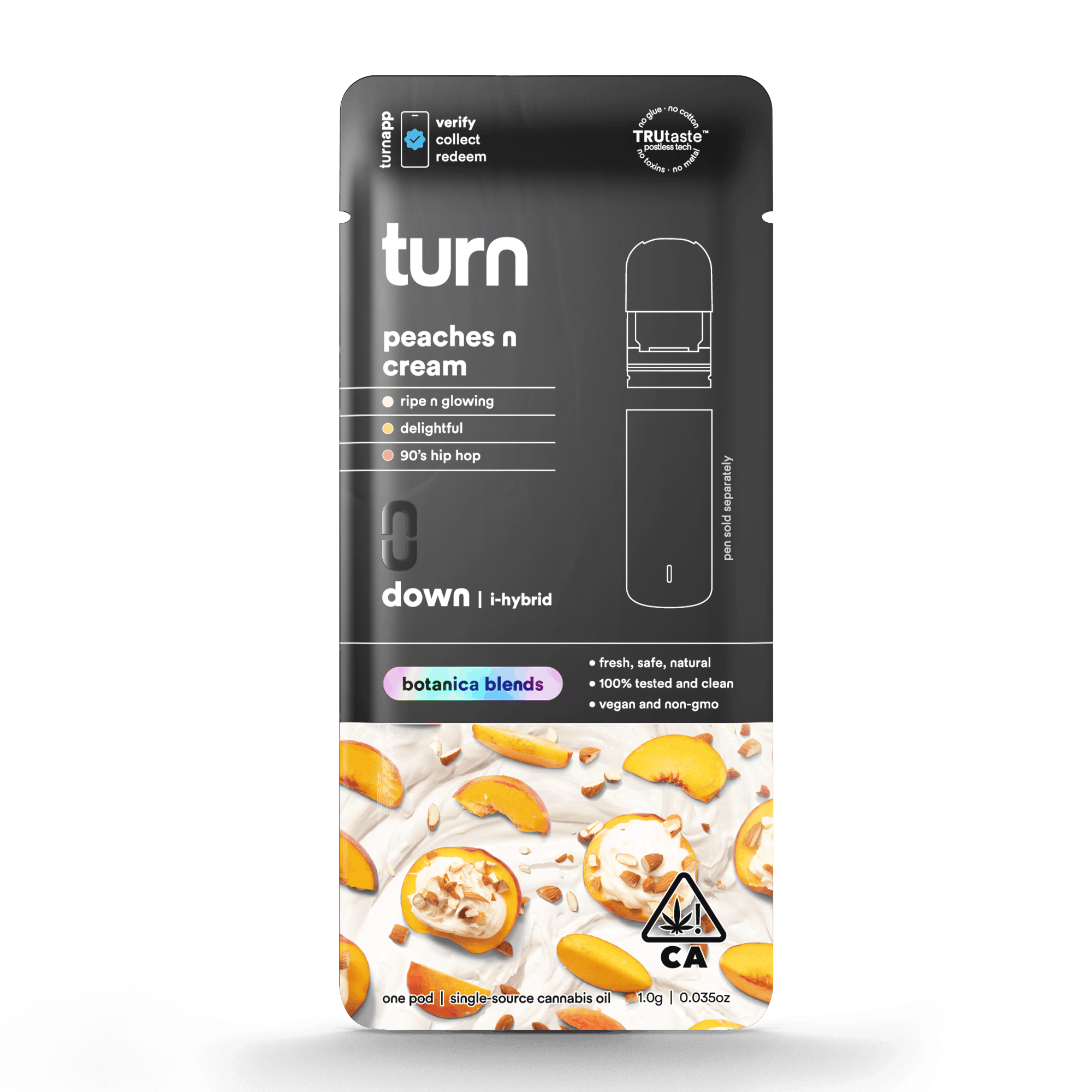 Turn Down Botanica Blends POD | 1g - Peaches N Cream - Indica Hybrid - Turn -  - $26 - Vape Carts