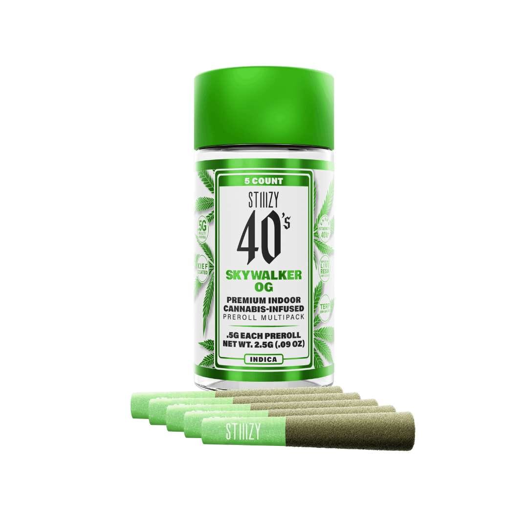Skywalker OG 2.5g Infused Preroll 5-Pack - Stiiizy 40's - 2.5g Indica Infused Preroll Pack - $30 - Infused Preroll Pack