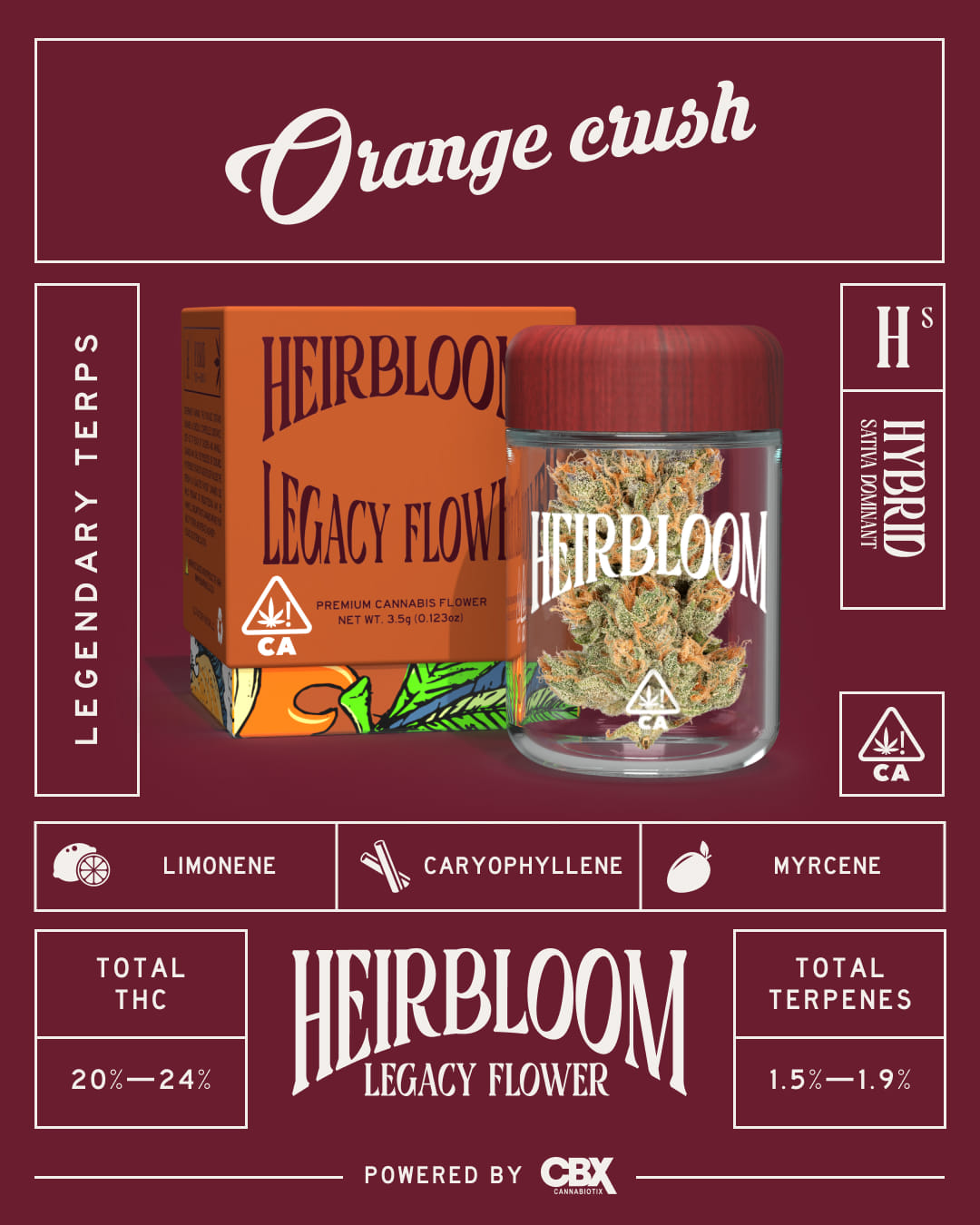 Heirbloom - Orange Crush - Cannabiotix - Eighth - $45 - Flowers