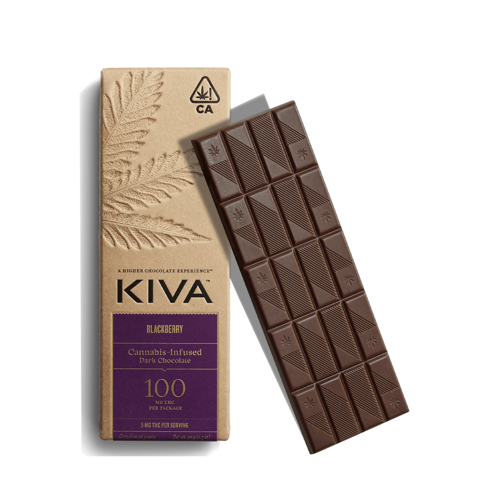 Blackberry Dark Chocolate Bar (100MG) - Kiva - null - $20 - Edible