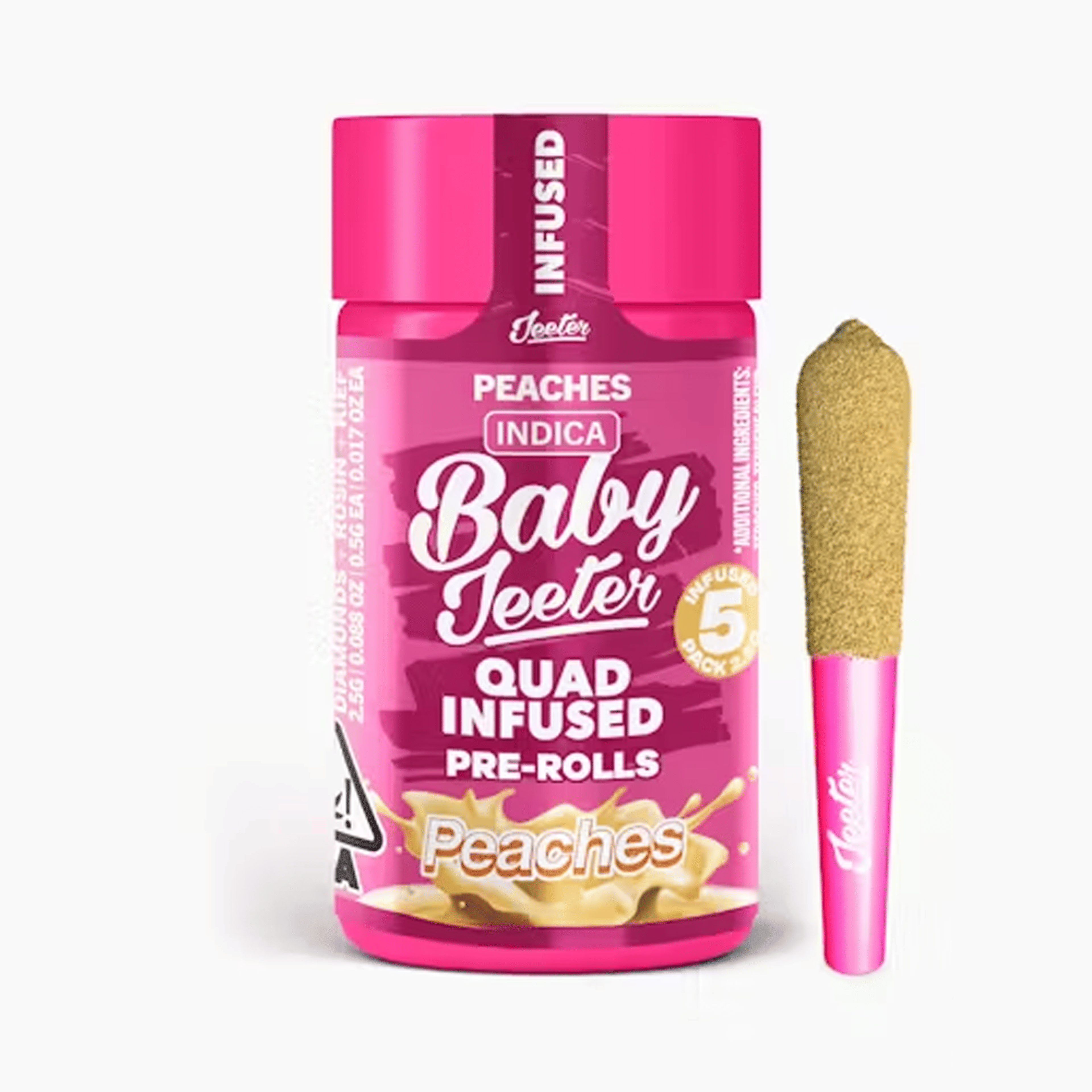 Peaches Quad Infused Baby Jeeter Pre-Rolls (5PK) (2.5G) - Jeeter - (5PK) (2.5G) - $30 - Preroll