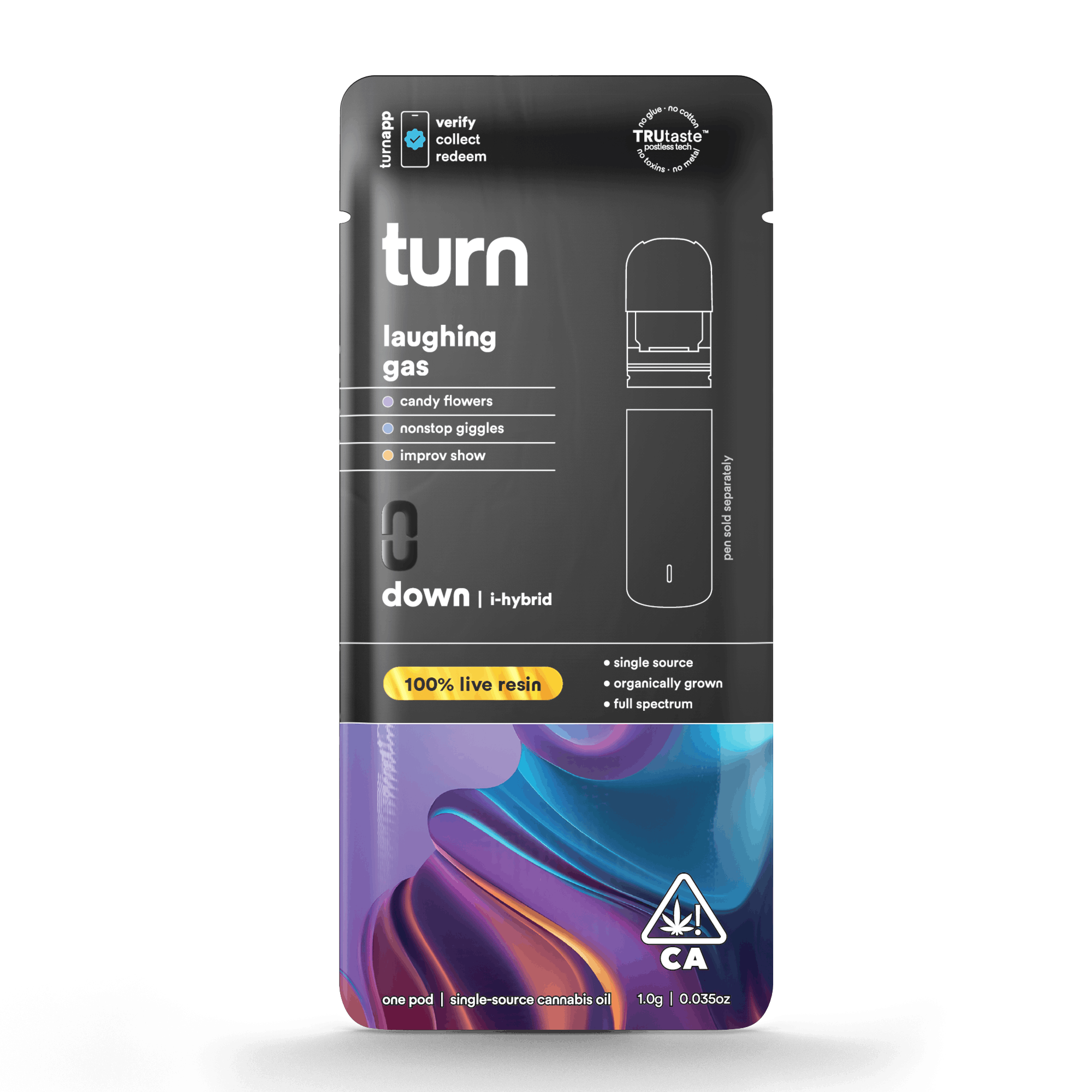 Turn Down Live Resin POD | 1g - Laughing Gas - Indica Hybrid - Turn -  - $36 - Vape Carts