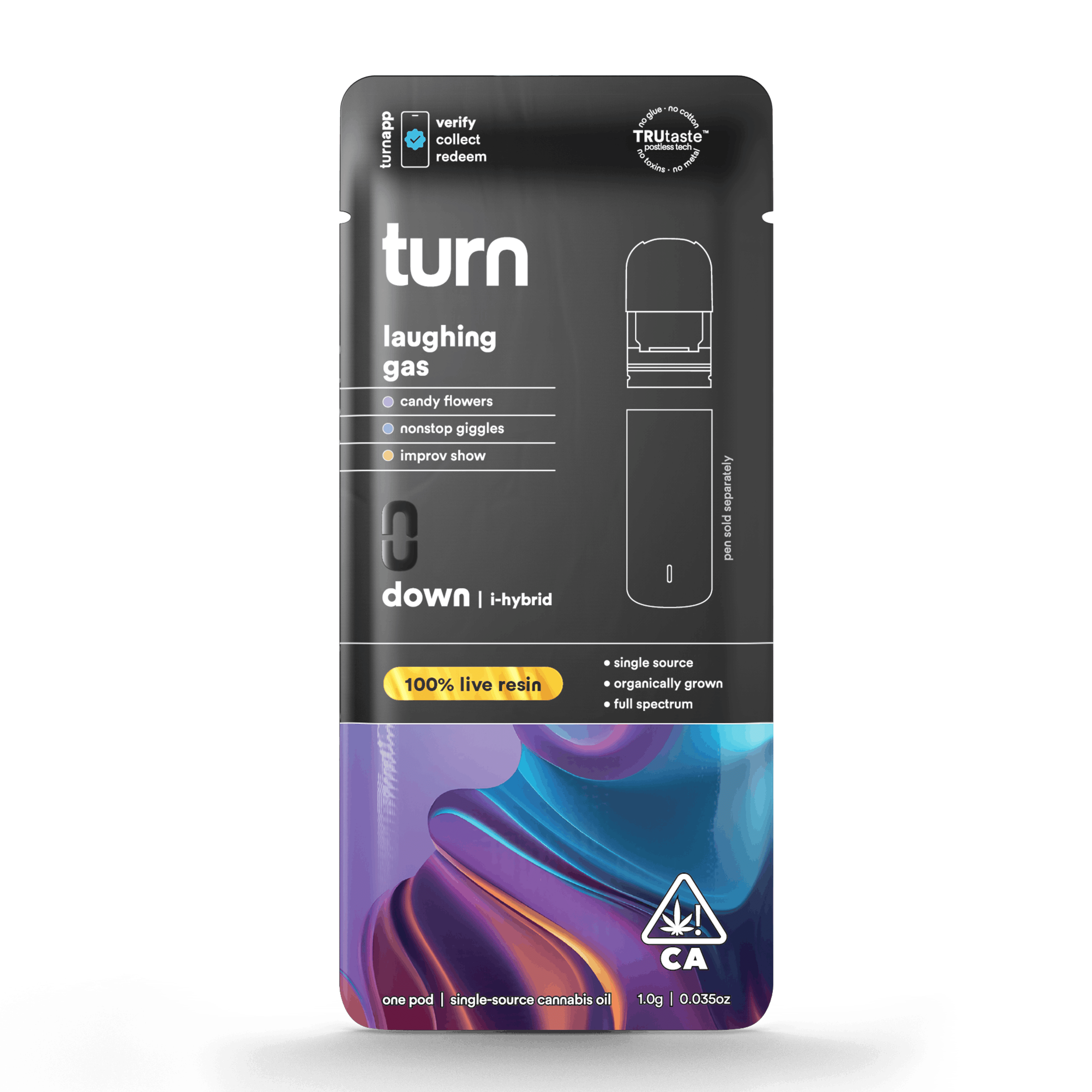 Turn Down Live Resin POD | 1g - Laughing Gas - Indica Hybrid - Turn - - $36 - Vape Carts