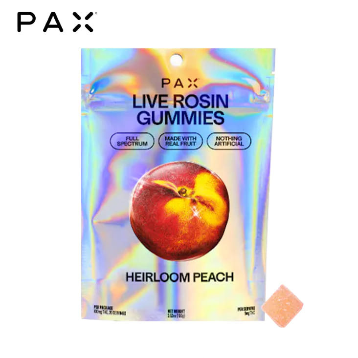 Pax - Heirloom Peach - Live Rosin Gummies - 100mg - Pax -  - $14.99 - Edibles