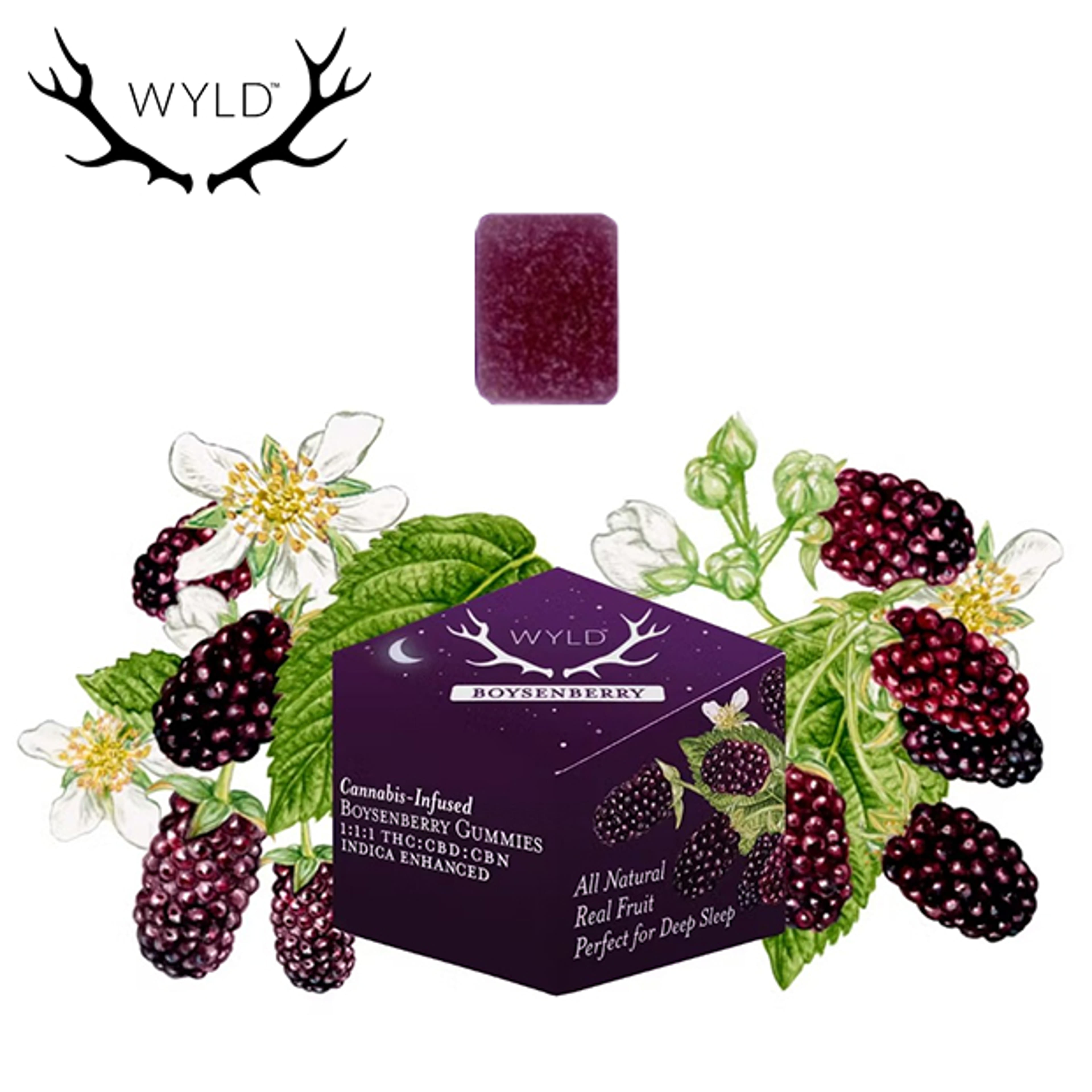 WYLD - Boysenberry Gummies 1:1:1 - 100mg THC / 100mg CBD / 100mg CBN - WYLD - - $14.99 - Edibles