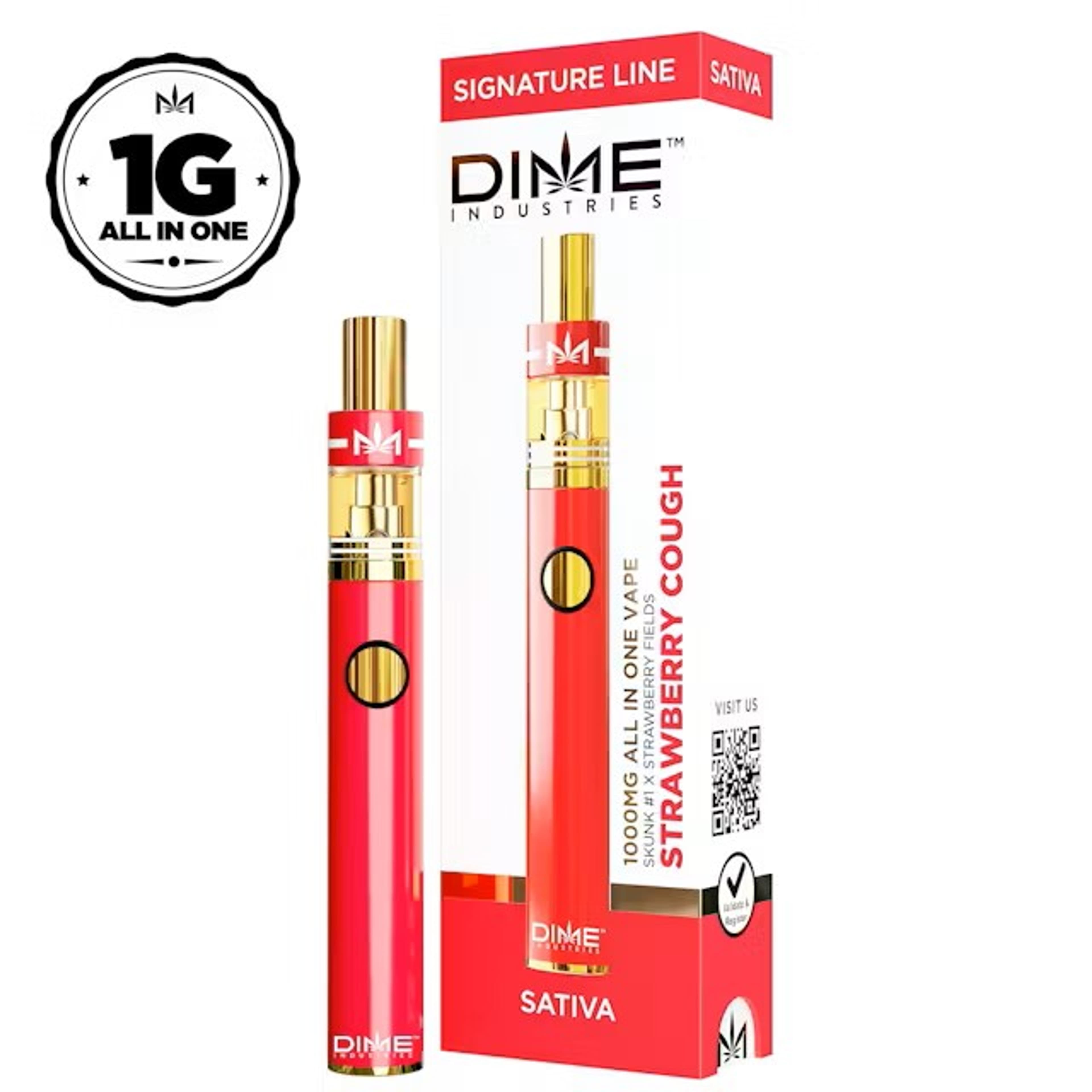 Strawberry Cough 1g All In One Vape - Dime Industries - - $32 - Ready To Use Vapes