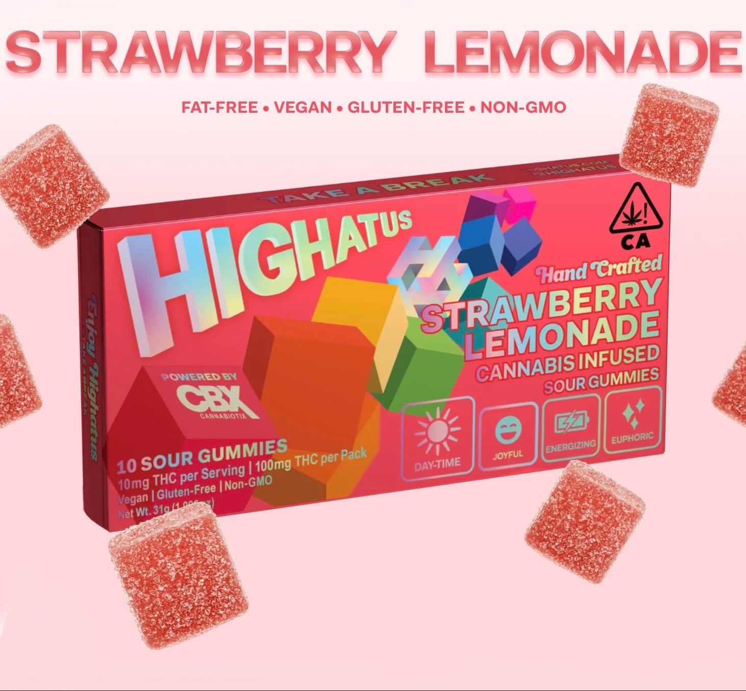 STRAWBERRY LEMONADE HIGHATUS GUMMIES 100MG 10PK - CANNABIOTIX -  - $13 - Edibles