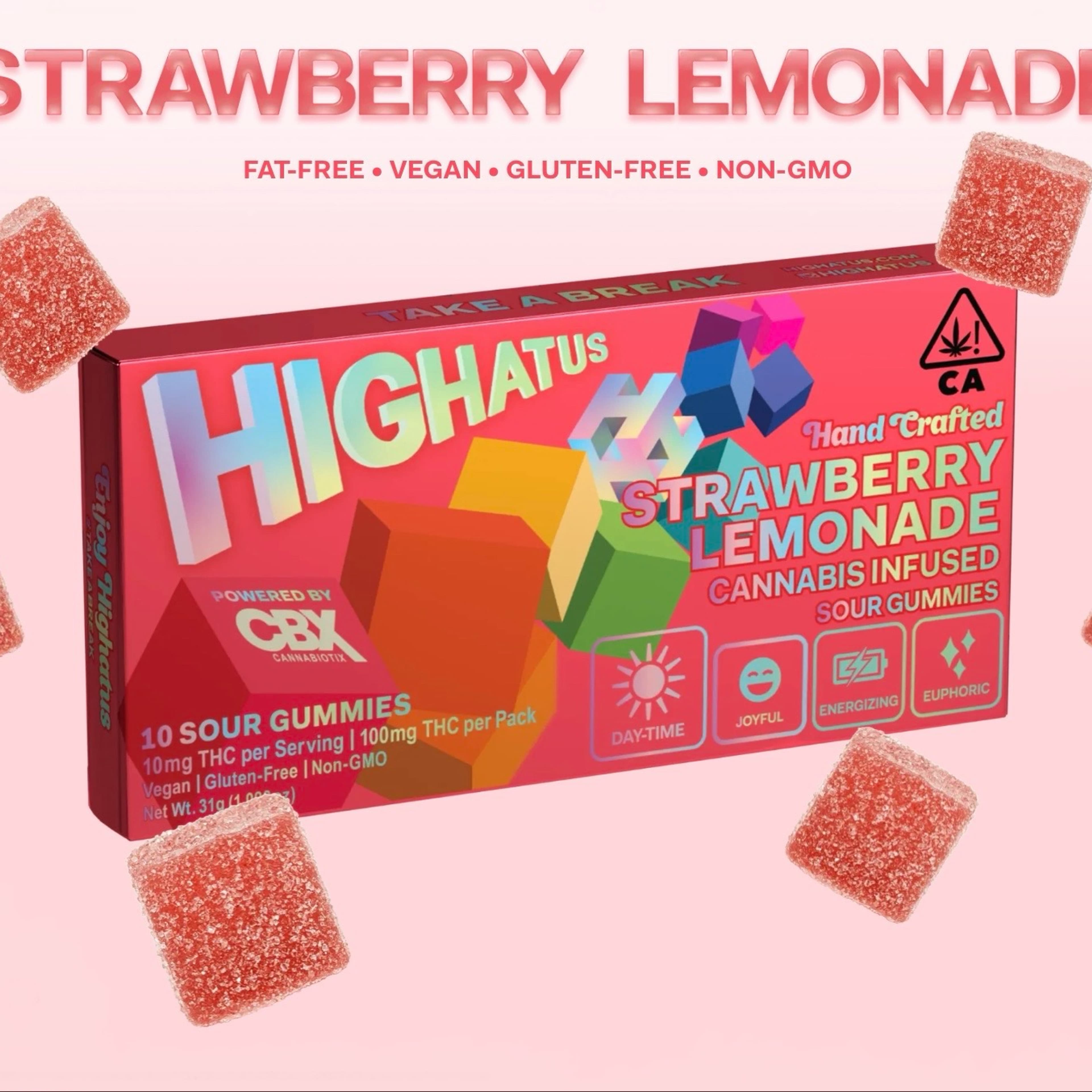 STRAWBERRY LEMONADE HIGHATUS GUMMIES 100MG 10PK - CANNABIOTIX - - $13 - Edibles