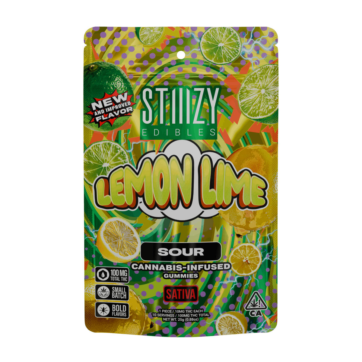 - LEMON LIME - 100MG SOUR EDIBLES - STIIIZY -  - $8.64 - Edibles