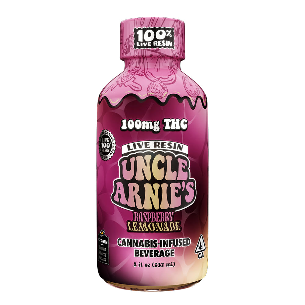 Raspberry Lemonade - 100mg 8oz Live Resin Drink - Uncle Arnie's - 100mg Hybrid Live Resin Drink - $13 - Drinks