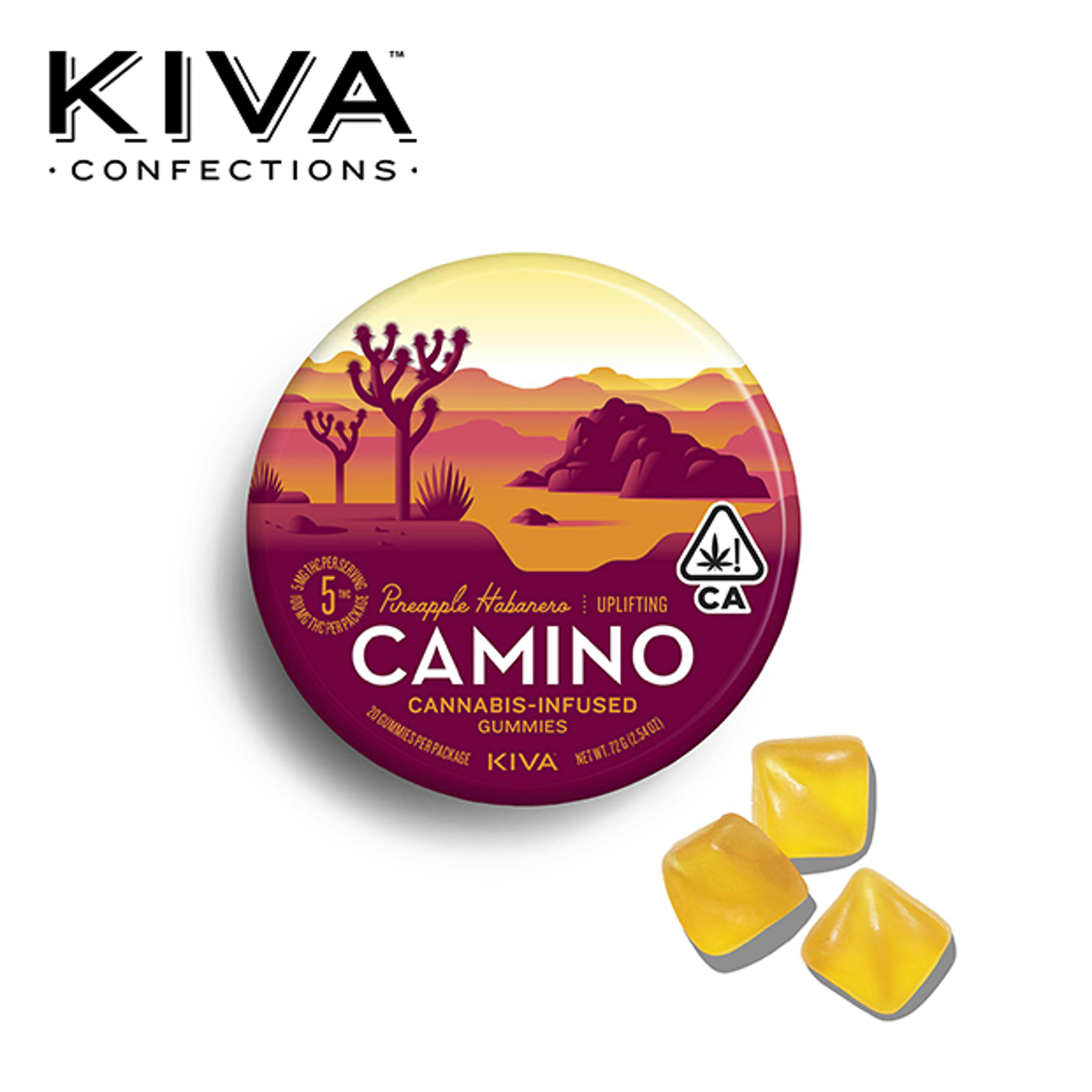 Camino - Pineapple Habanero 'Uplifting' Gummies - 100mg - Kiva - - $17.99 - Edibles
