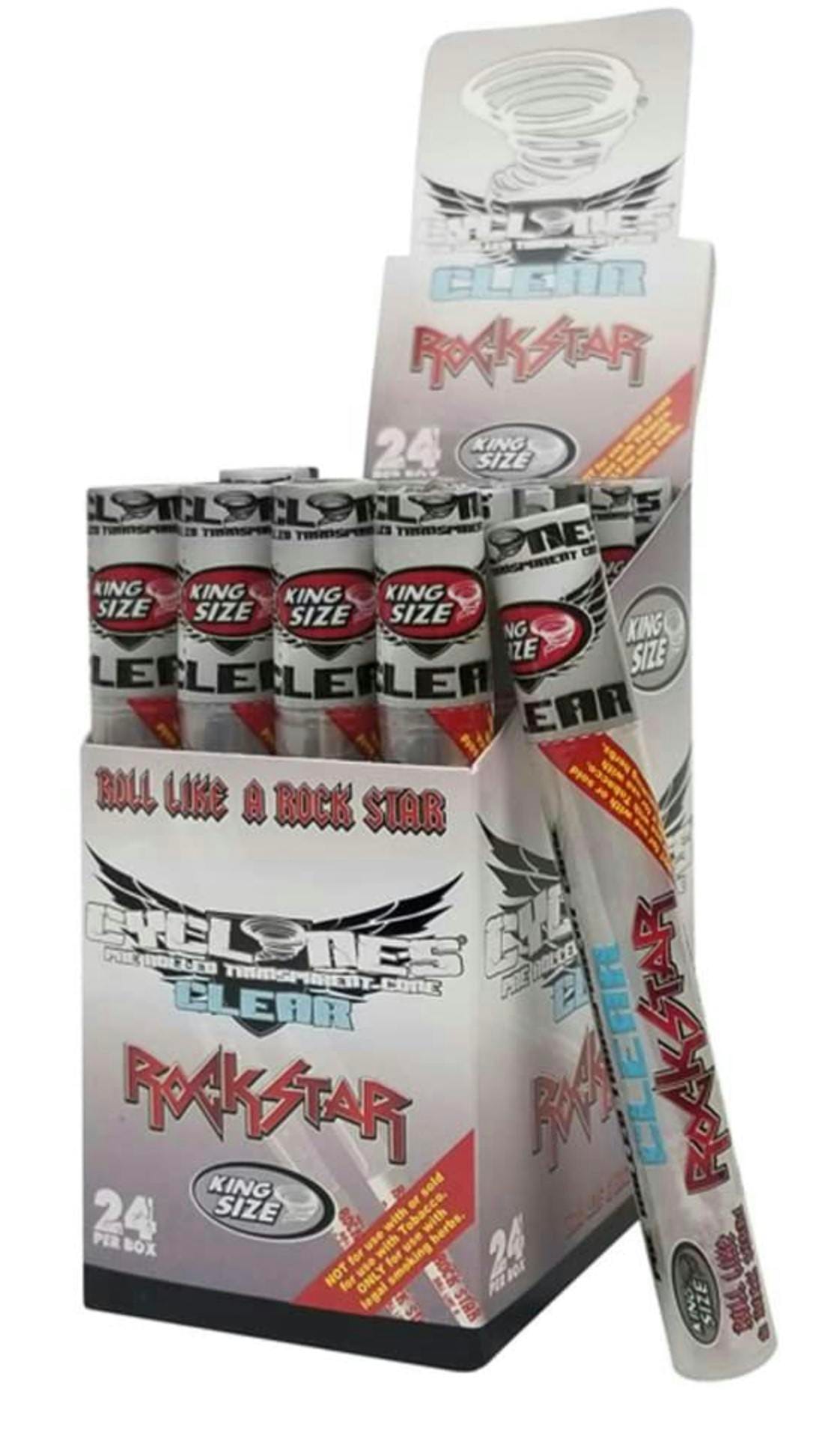 Rockstar -  King Size Clear Cone - Cyclone - 2pk cones - $2 - Papers / Rolling Trays / Accessories