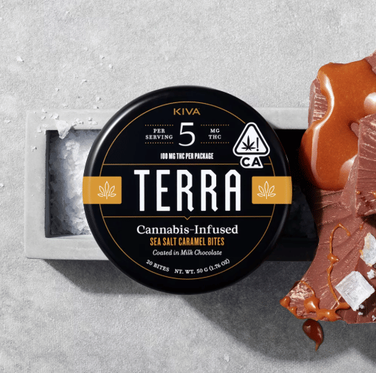 100mg Chocolate Salted Caramel Terra Bites - Kiva 5mg each