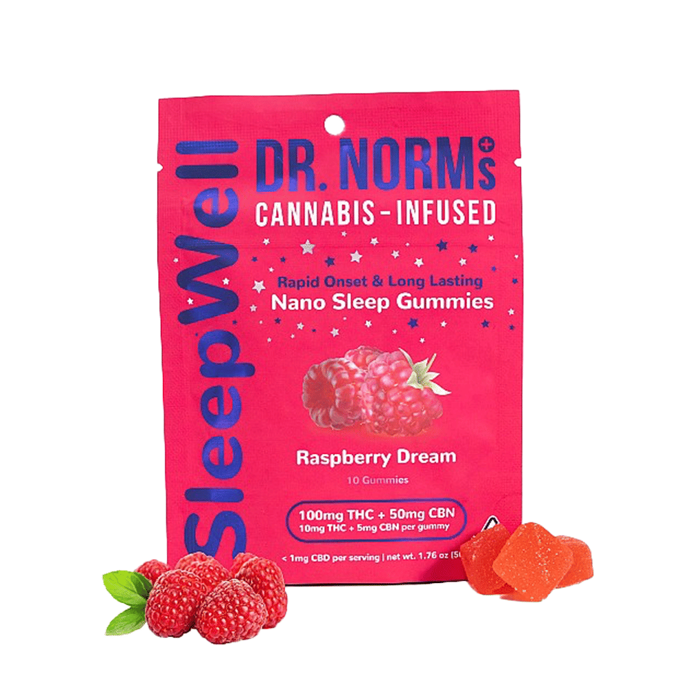 Raspberry Dream Nano Sleepwell Gummies 2:1 Thc:Cbn (100Mg) (10Pk) - Dr. Norm's - null - $16 - Edible