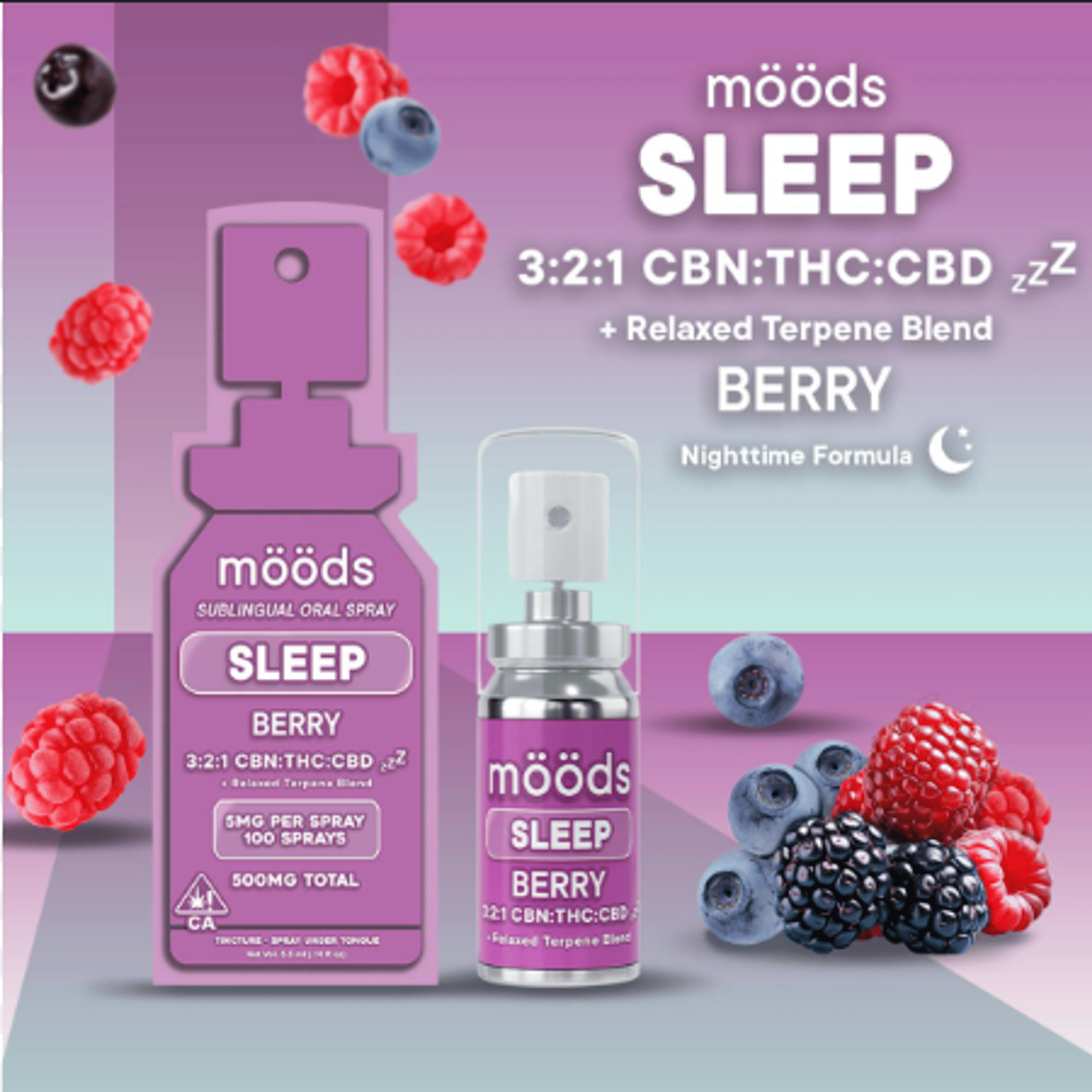Tincture Spray: Moods Sleep Berry 1:2:1 CBD/THC/CBN - 1000mg - Moods - - $18.50 - Tincture