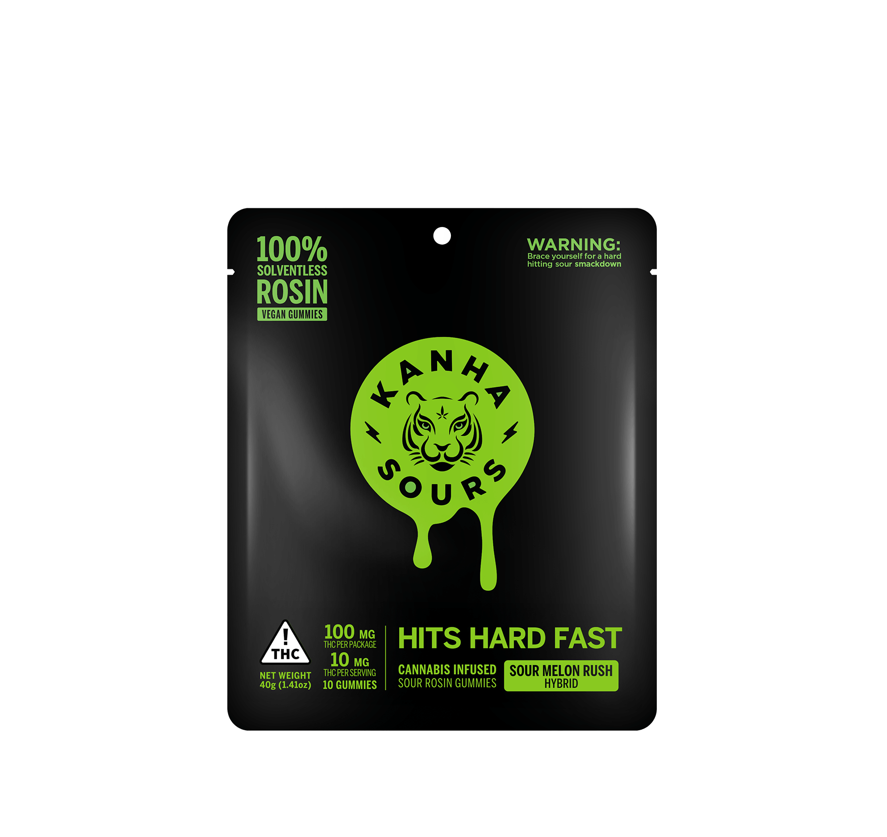 KANHA: Sour Melon Rush Solventless Rosin NANO Vegan Gummies (Hybrid) - 100mg - Kanha Gummies -  - $25 - Edibles