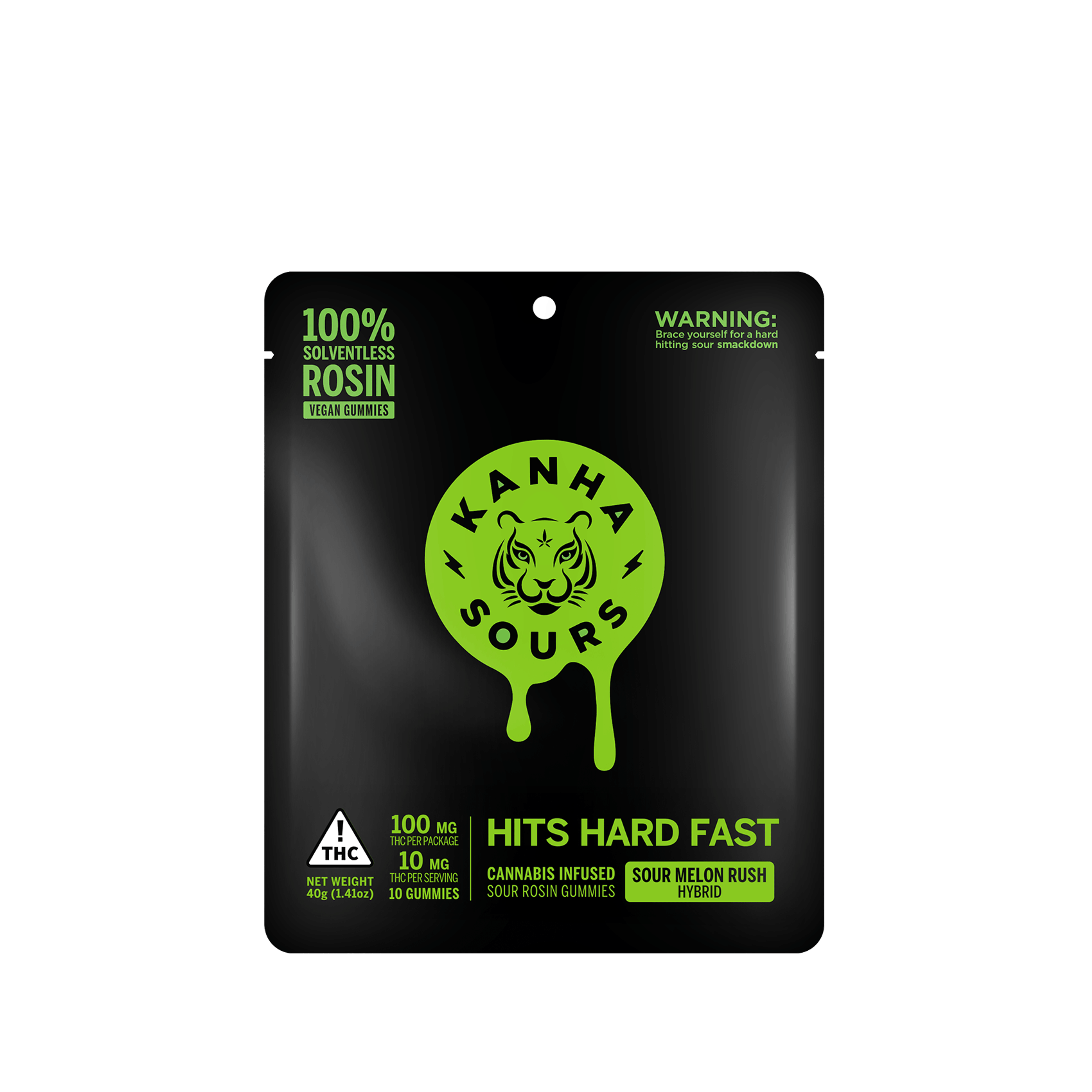 KANHA: Sour Melon Rush Solventless Rosin NANO Vegan Gummies (Hybrid) - 100mg - Kanha Gummies - - $25 - Edibles