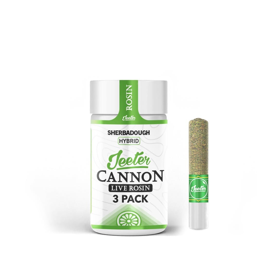 3pk. Baby Cannon | Sherbadough - Jeeter Live Rosin Infused - 1.5g - Jeeter -  - $48 - Infused Pre-Rolls