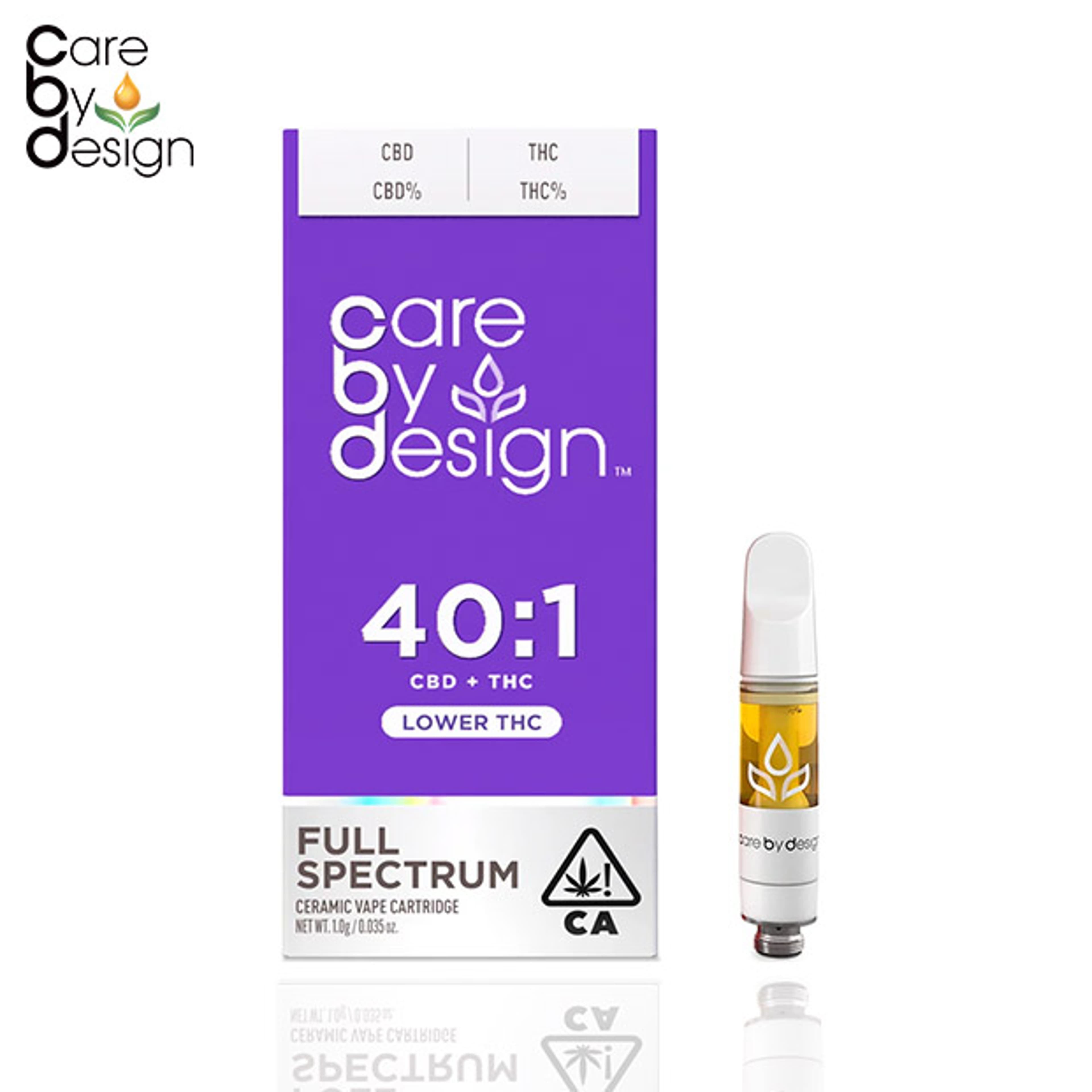 Care By Design - 40:1 CBD/THC Full Spectrum Vape - 1g - Care By Design - - $43.99 - 510 Cartridges
