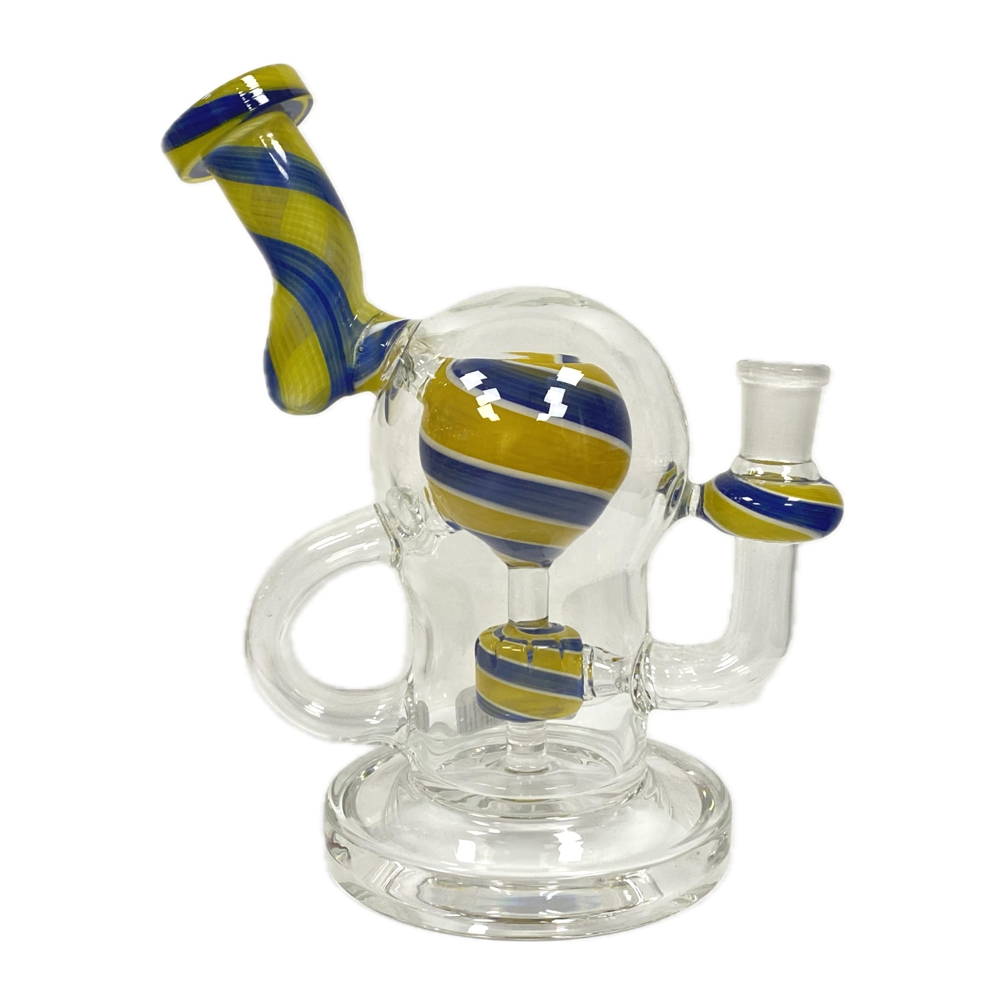 8" Recycler Water Pipe (Blue + Yellow) - Glass and Accessories -  - $45 - Paraphernalia
