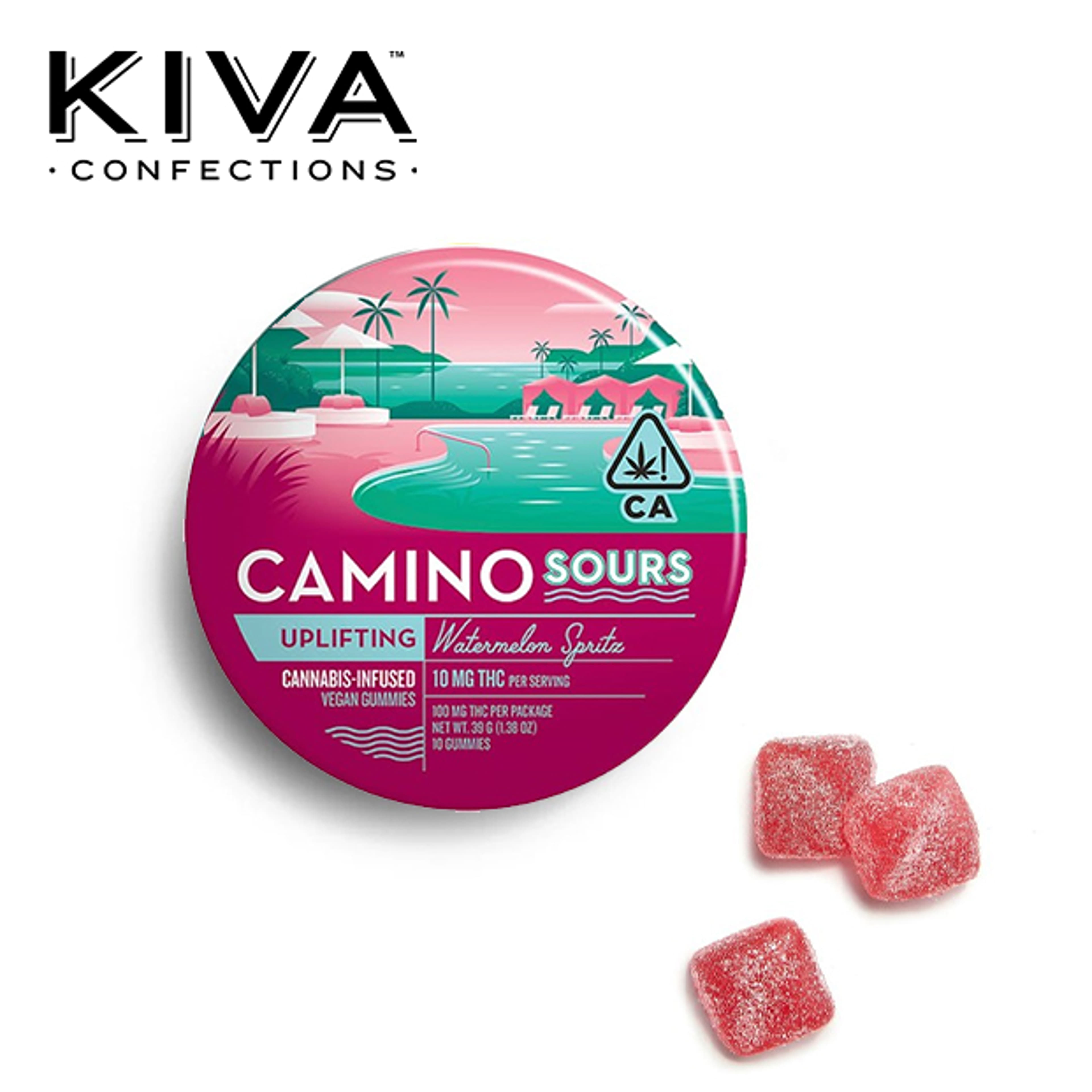 Camino Sours - Watermelon Spritz 'Uplifting' Gummies - 100mg - Kiva - - $17.99 - Edibles