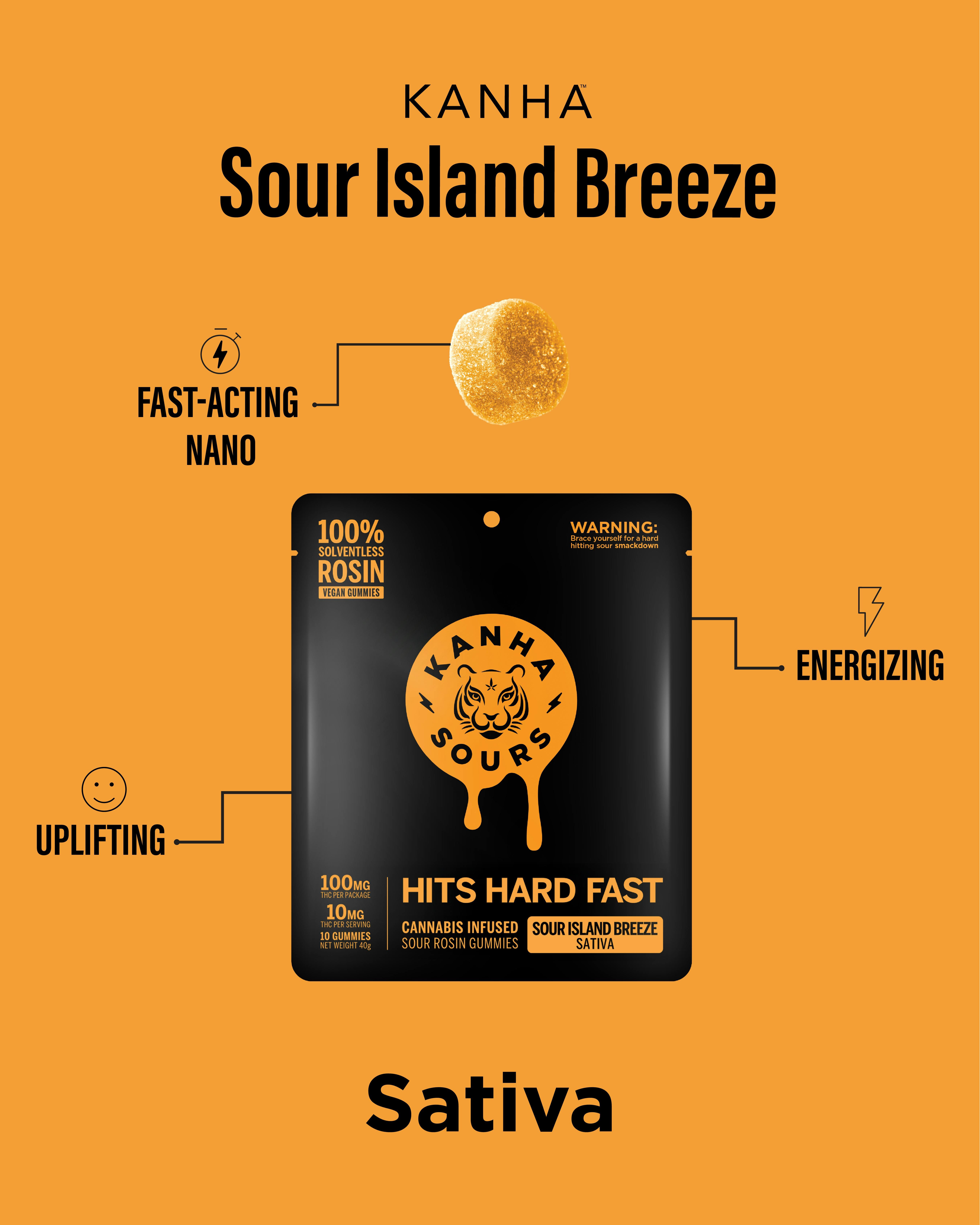 Solventless Rosin - Sour Island Breez 100mg Gummy - Kanha Treats - Vegan - $24 - Edible