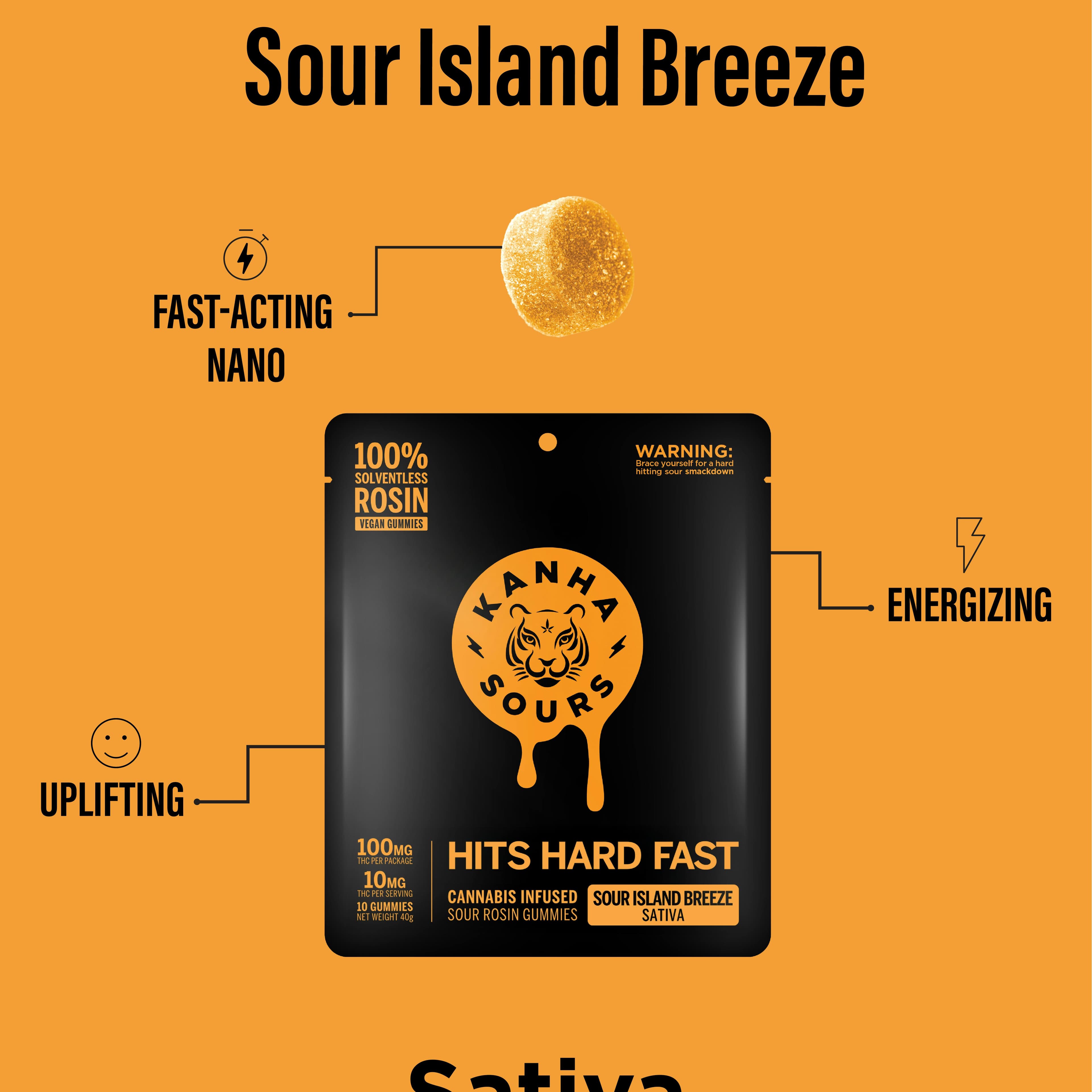 Sour Island Breeze | Rosin Sours | Sativa | 100mg THC | 10-pack - Kanha - - $20.19 - Edibles