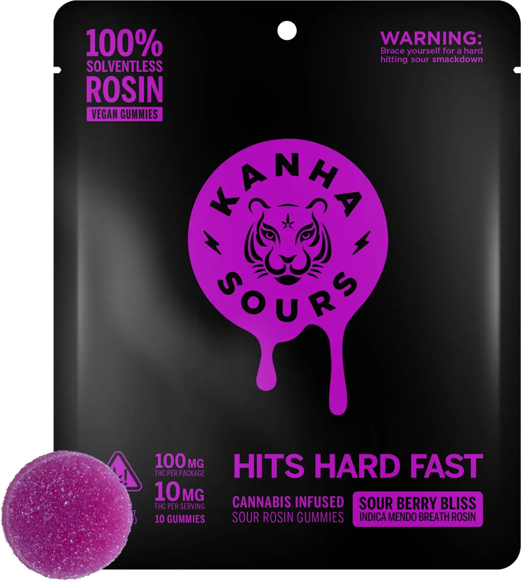 Sour Berry Bliss Solventless Live Rosin Gummies - Kanha - 10 Piece - $22 - Edibles