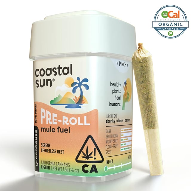 Coastal Sun Greenhouse Prerolls - Mule Fuel (3.5g/10-pack Indica)