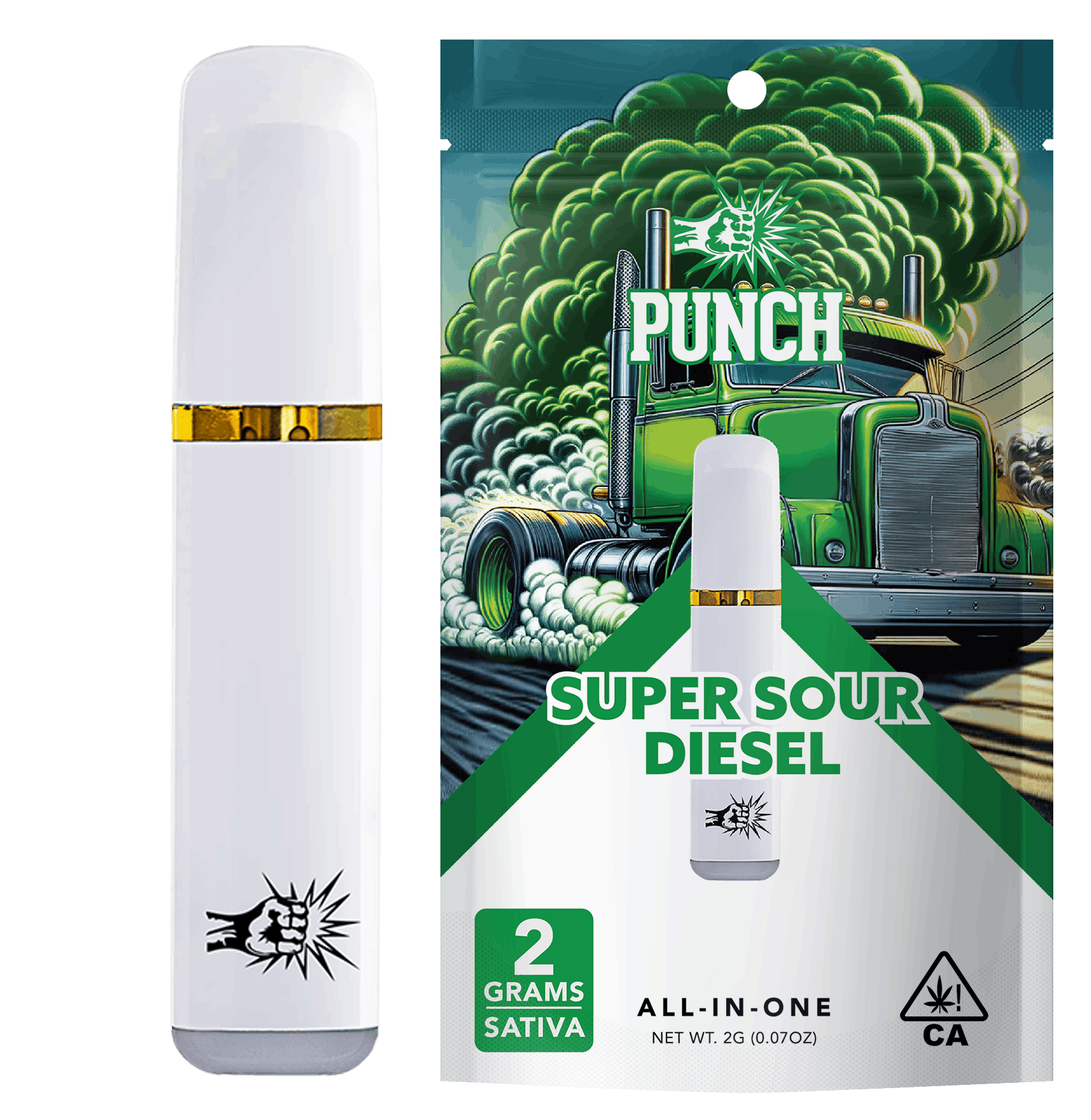 Super Sour Diesel Distillate AIO (2g) Sativa - Punch Edibles & Extracts -  - $25.21 - Vapes