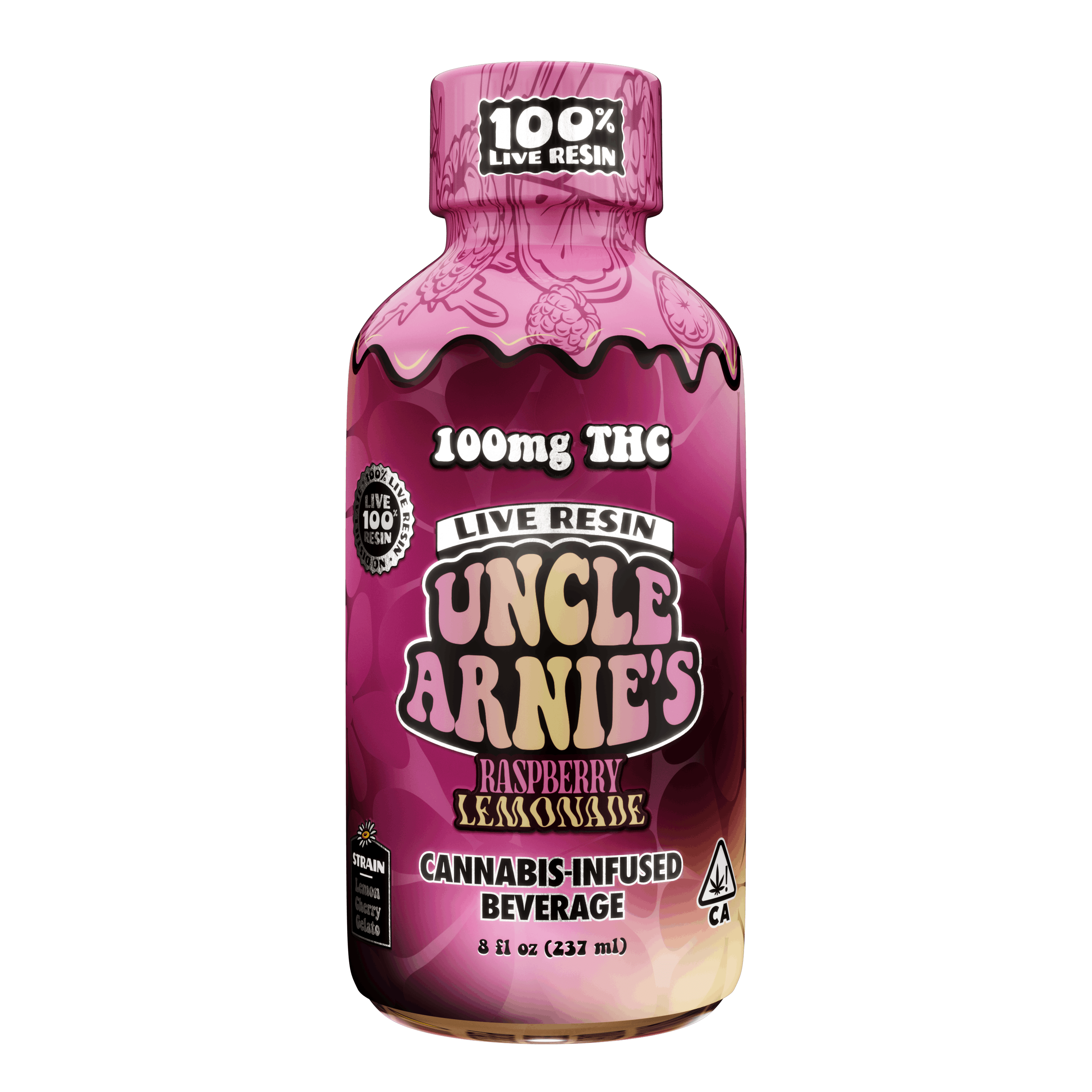 Raspberry Lemonade - Live Resin - Beverage - Uncle Arnies - 8oz (100mg) - $11.99 - Edibles