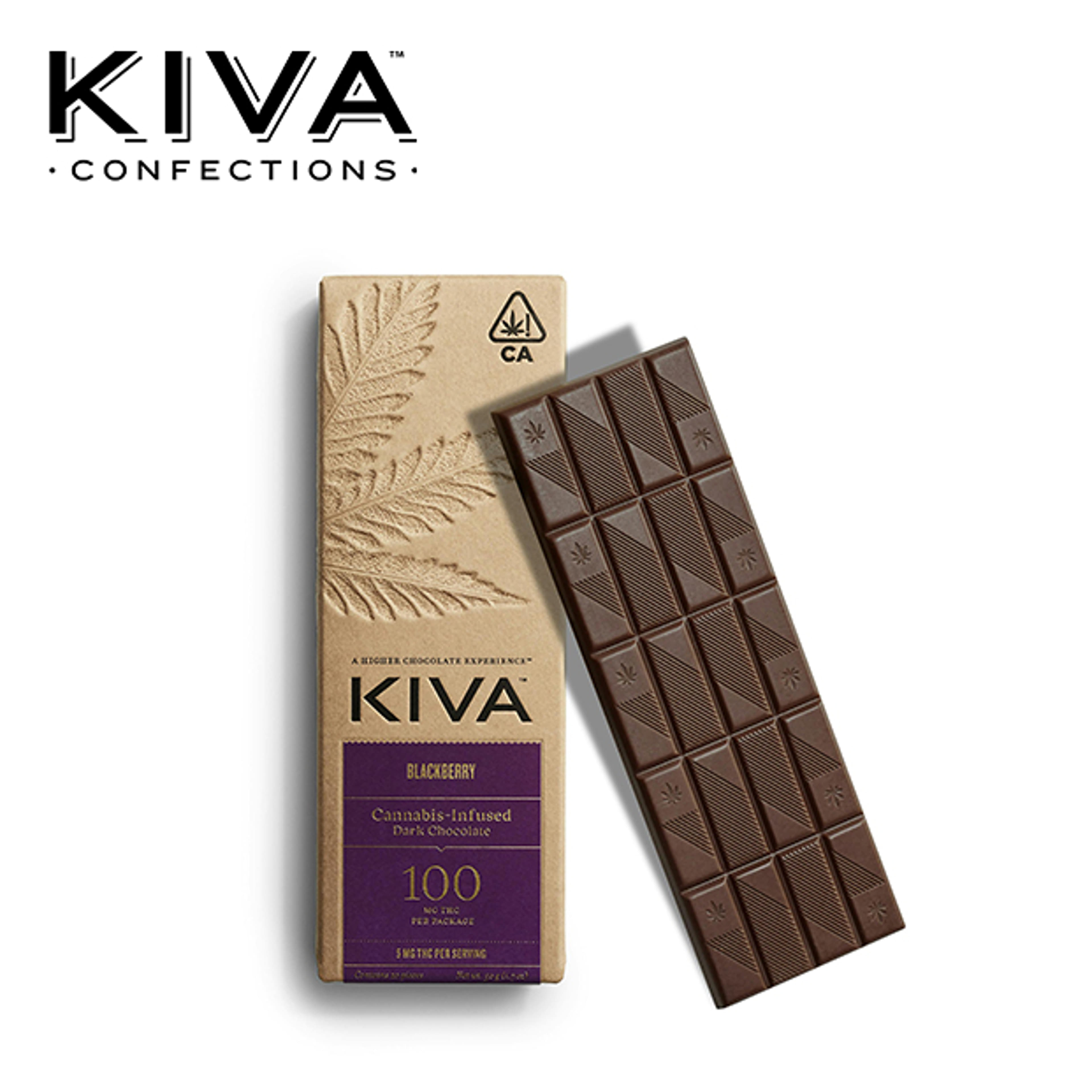 Kiva - Blackberry Dark Chocolate Bar - 100mg - Kiva - - $21.99 - Edibles