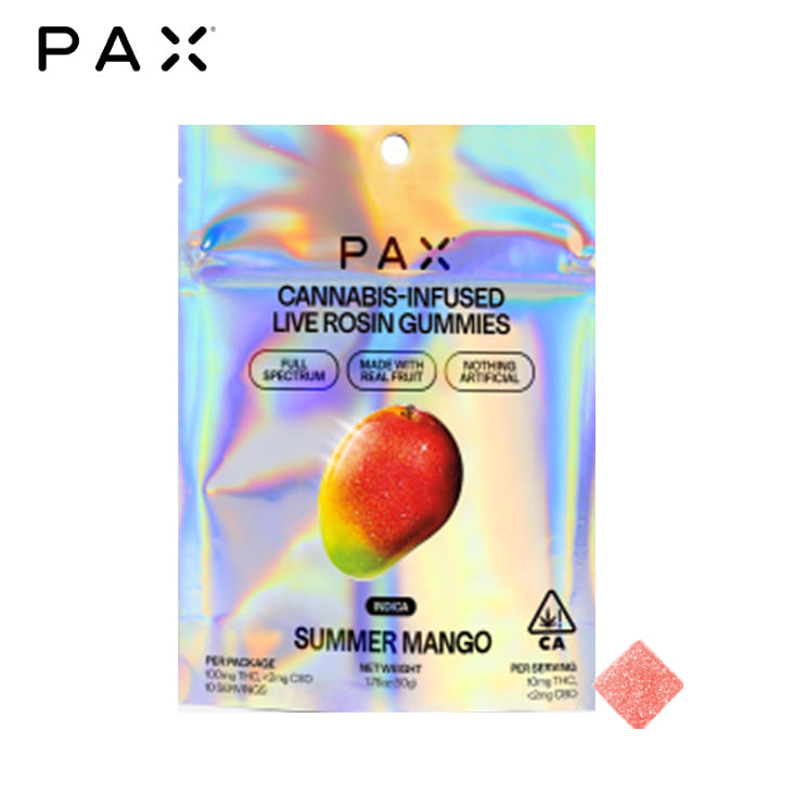 Pax - Summer Mango - Live Rosin Gummies - 100mg - Pax -  - $14.99 - Edibles